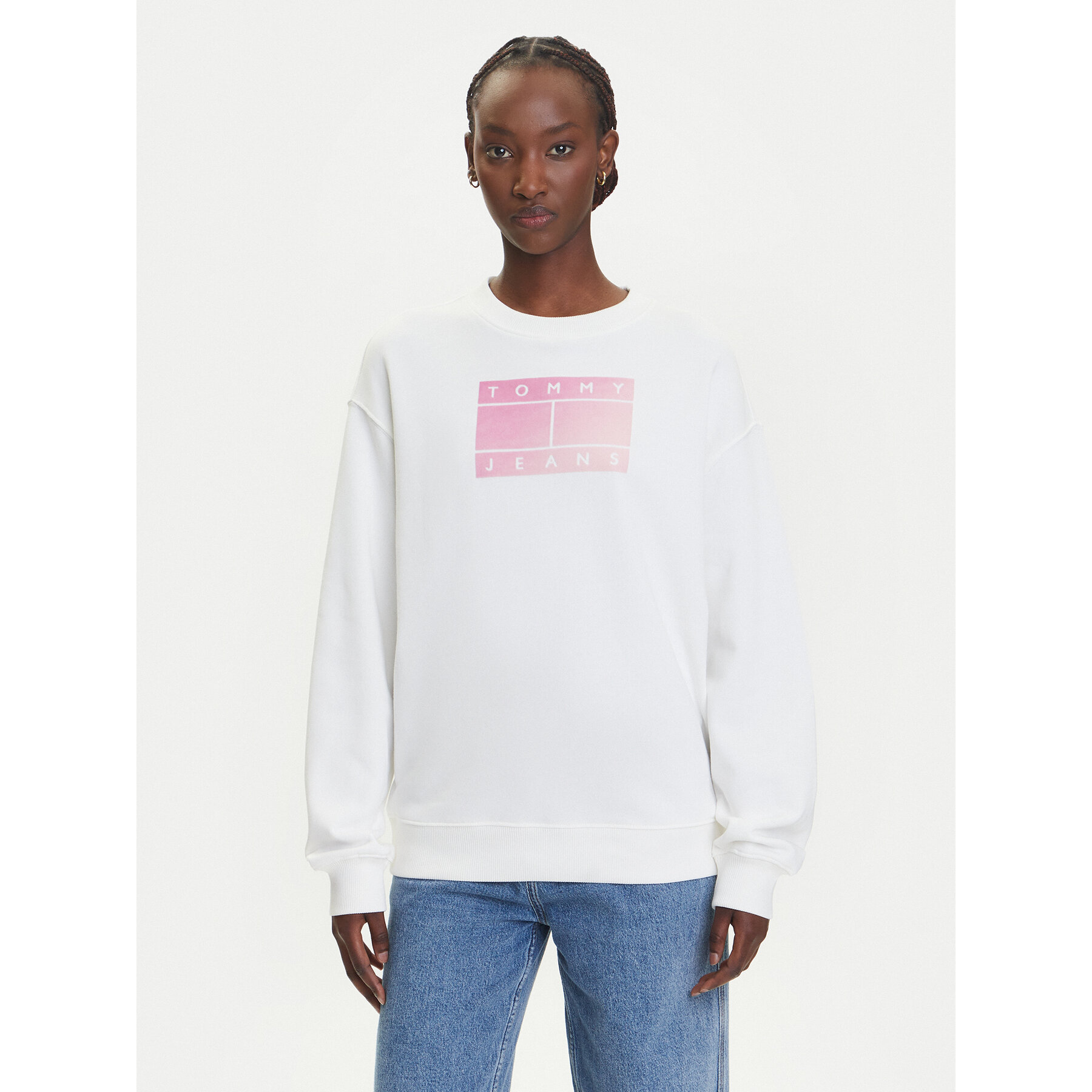 Tommy Jeans Sweatshirt Gradient Flag DW0DW21396 Weiß Relaxed Fit