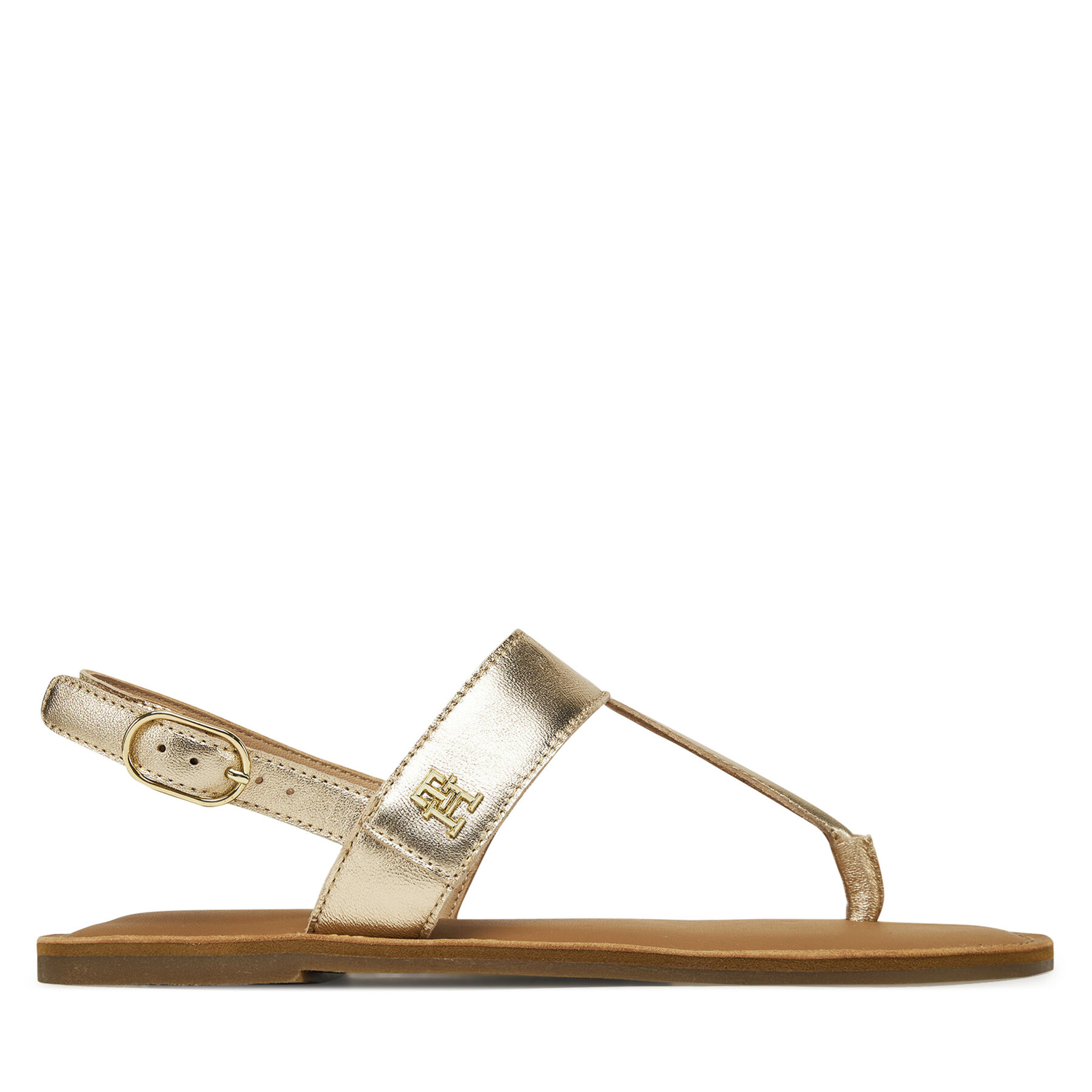 Sandale Tommy Hilfiger Metallic Leather Thong Sandal FW0FW08798 Auriu