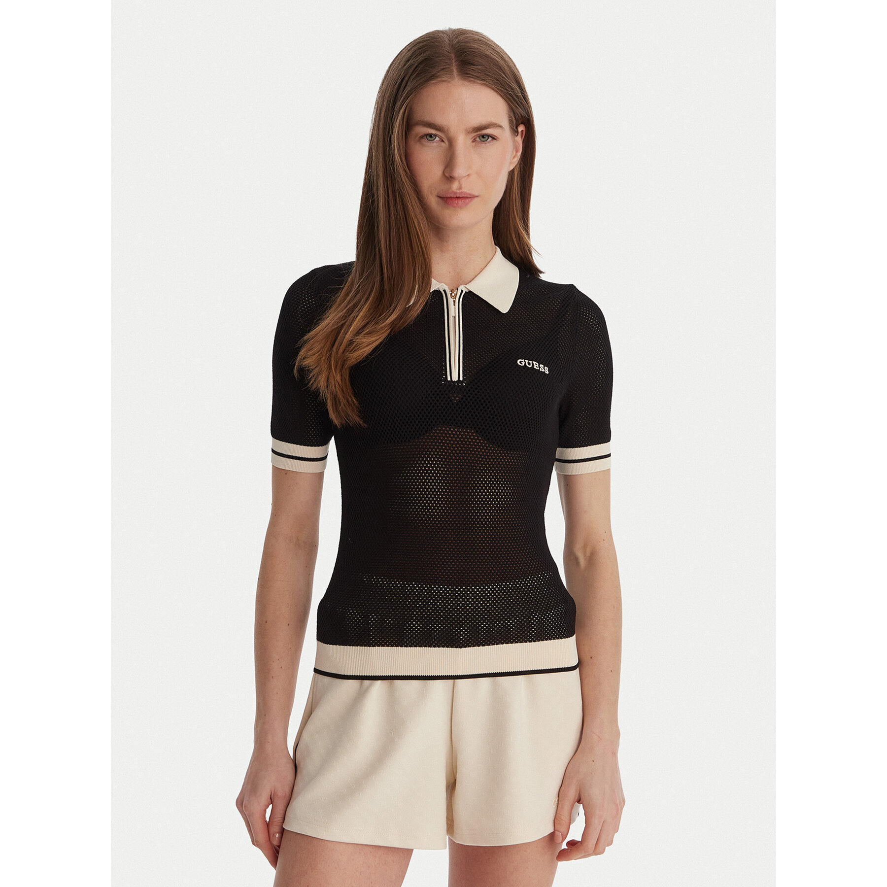 Guess Polo V6GR04 Z0725 Μαύρο Regular Fit