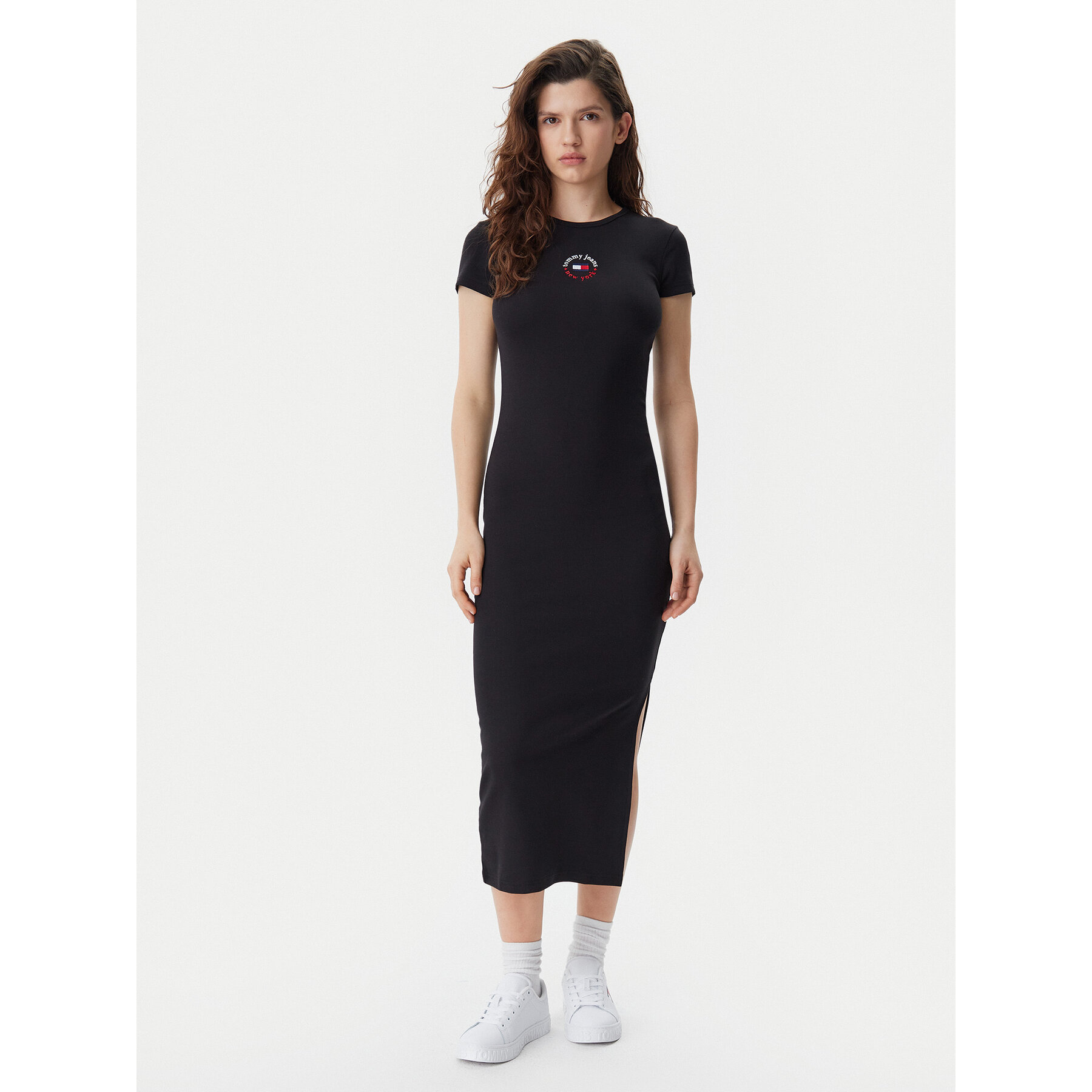 Tommy Jeans Kleid für den Alltag DW0DW20384 Schwarz Slim Fit