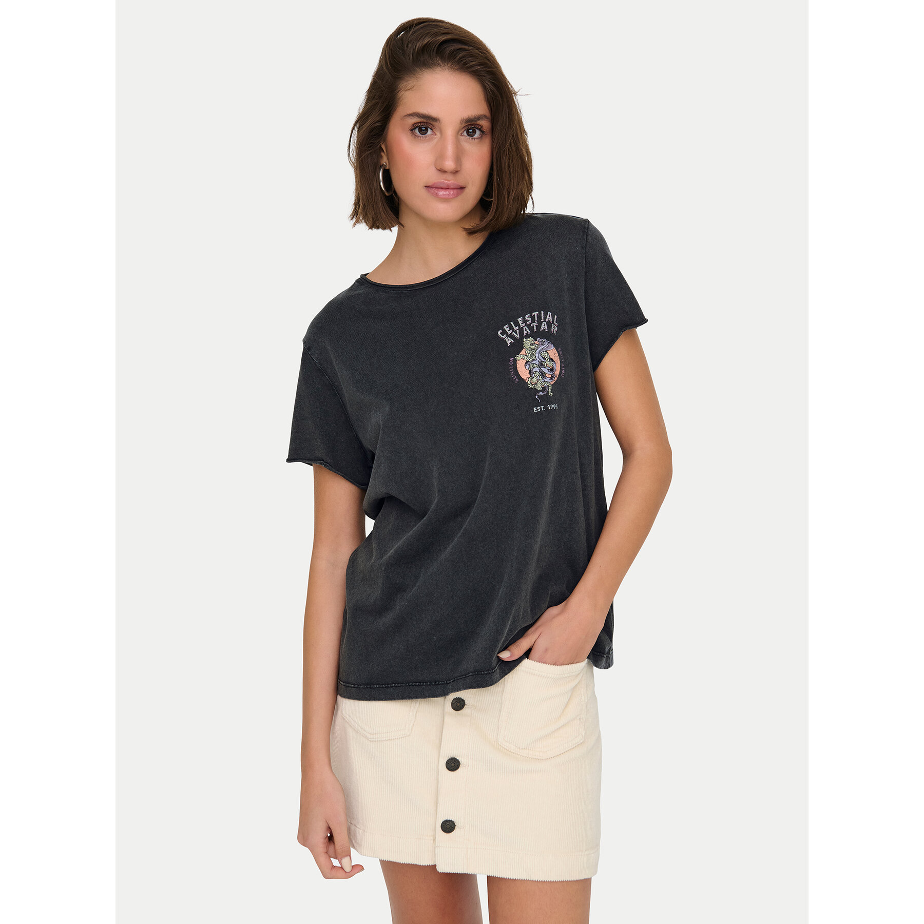 ONLY T-Shirt Lucy 15336965 Γκρι Regular Fit