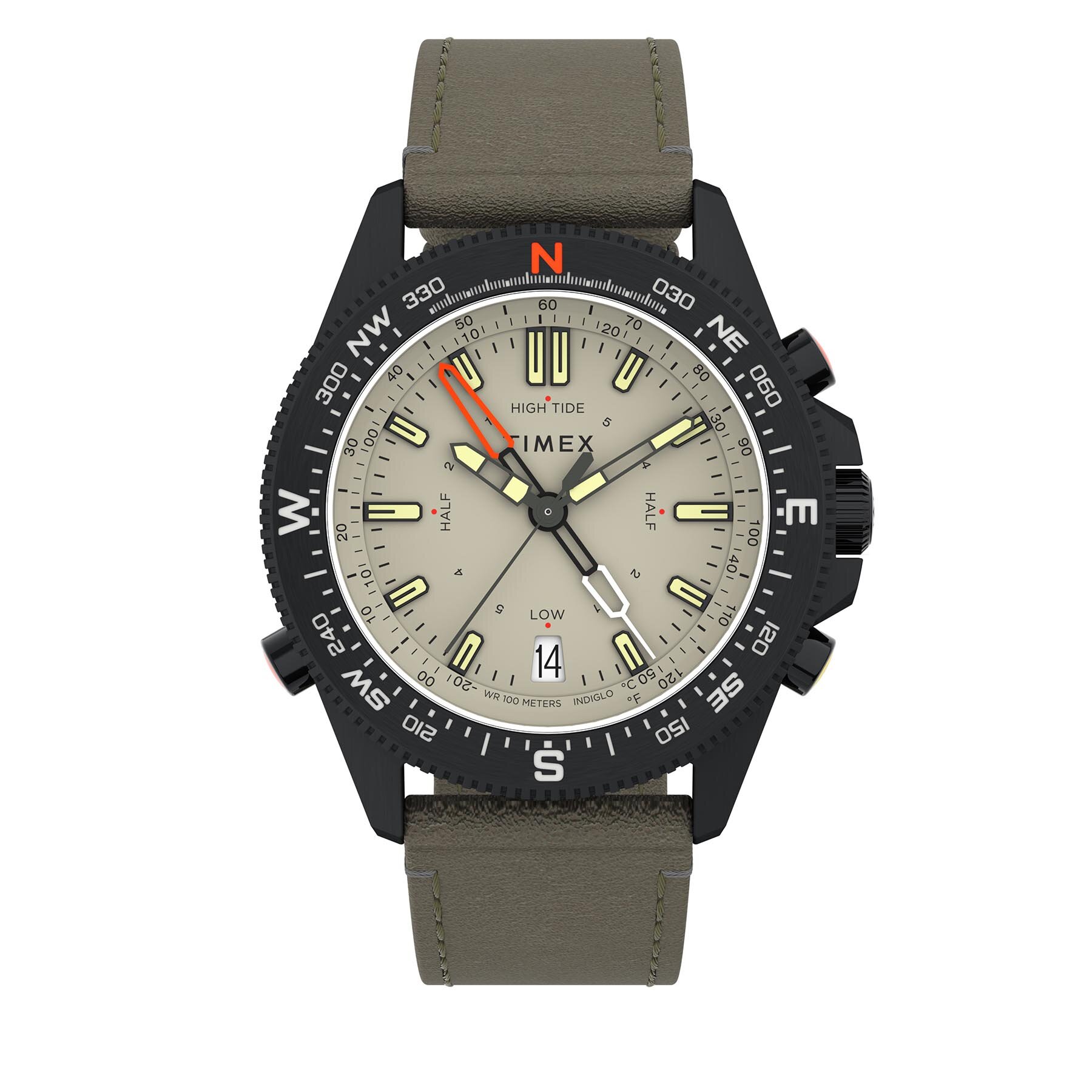 Часовник Timex Tide-Temp-Compass 43mm Eco-Friendly Strap TW2V21800 Черен