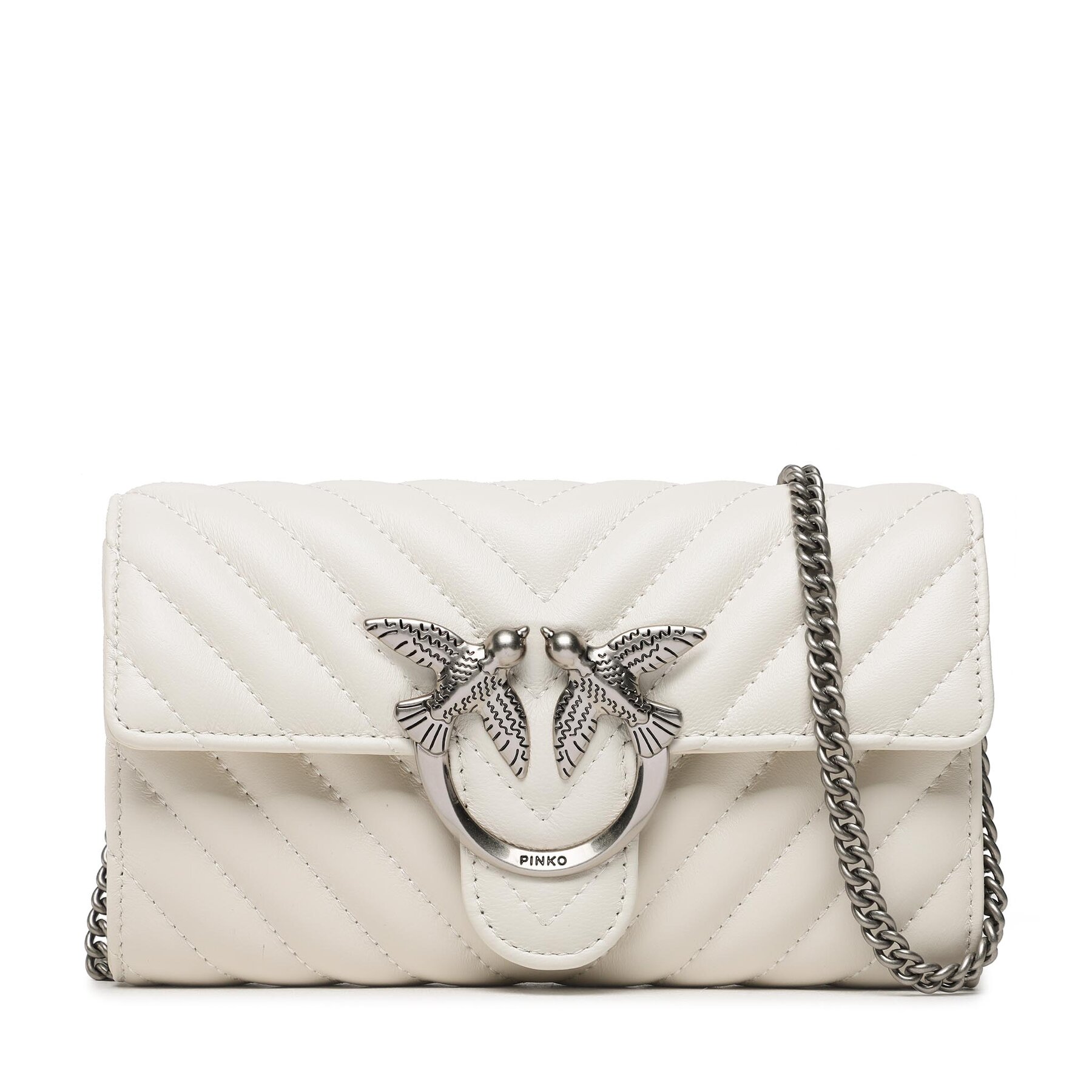 Geantă Pinko Love Mini Icon Wallet C PE 23 PLTT 100062 A0GK Bianco Seta/Old Silver Z14O 100062 imagine super redus 2022