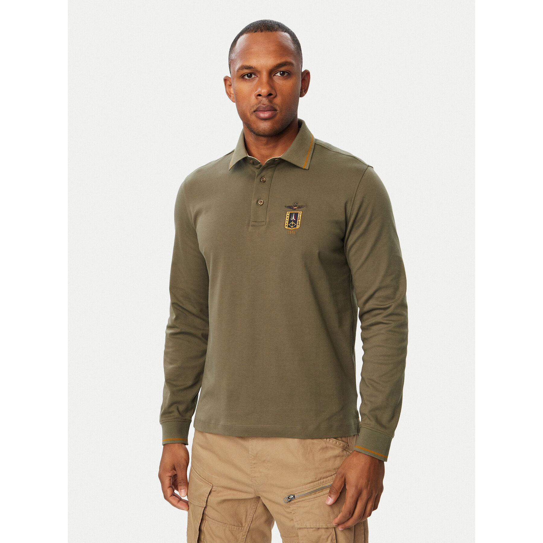 Aeronautica Militare Poloshirt 262PO1940UJ00663 Khakifarben Regular Fit