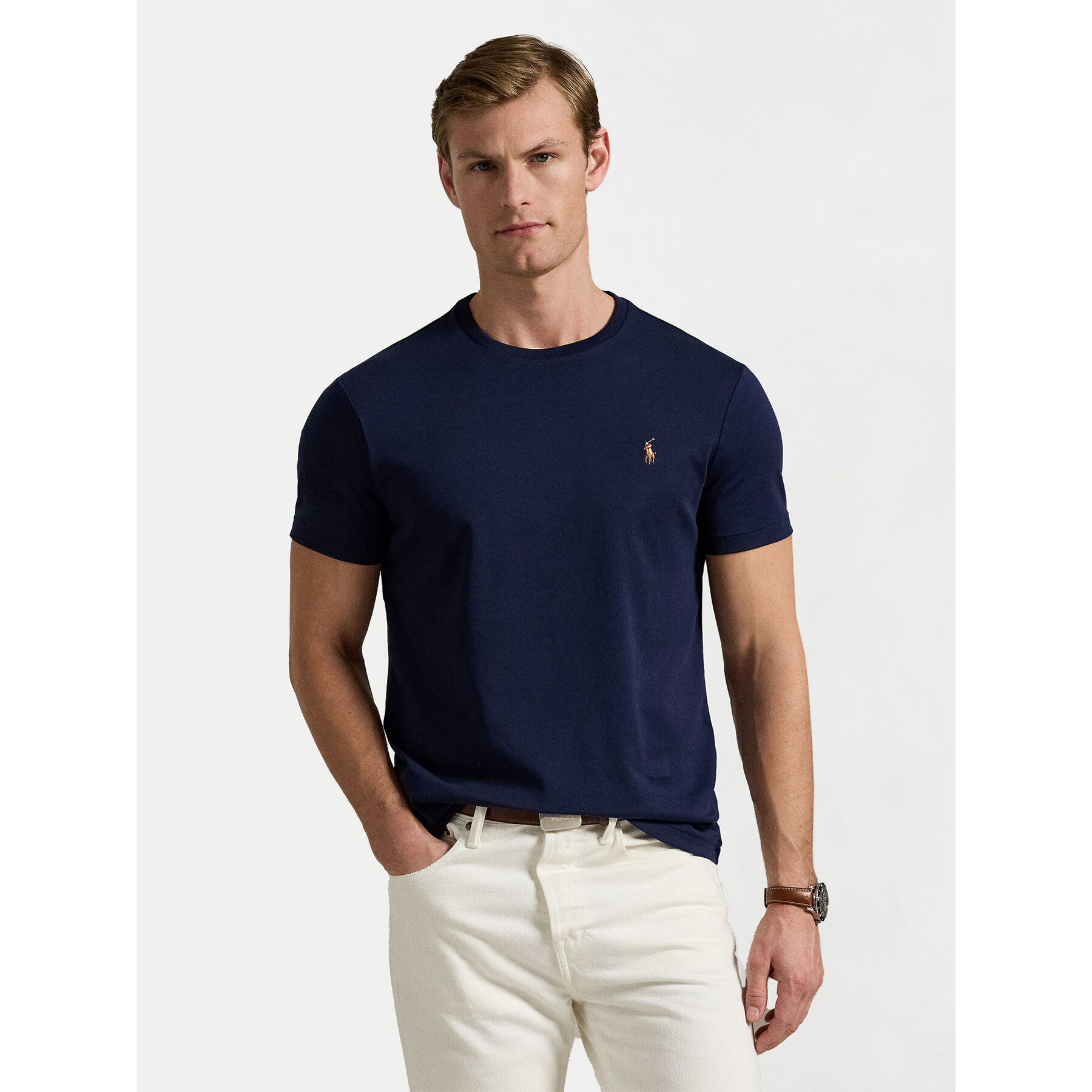 Polo Ralph Lauren Majica 710740727 Mornarsko modra Slim Fit