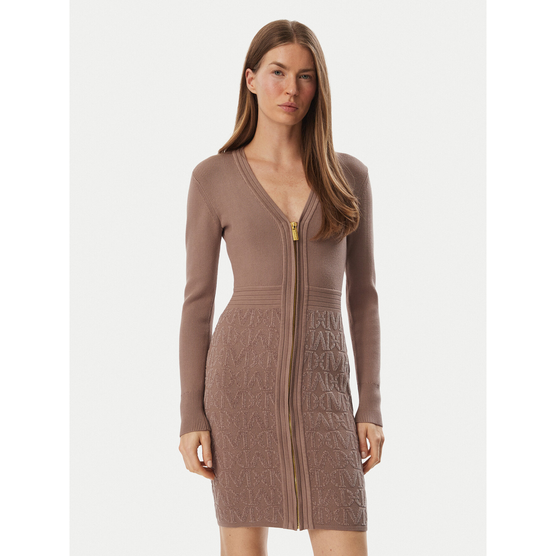 Marciano Guess Strickkleid G6BK09 Z1547 Dunkelbeige Regular Fit