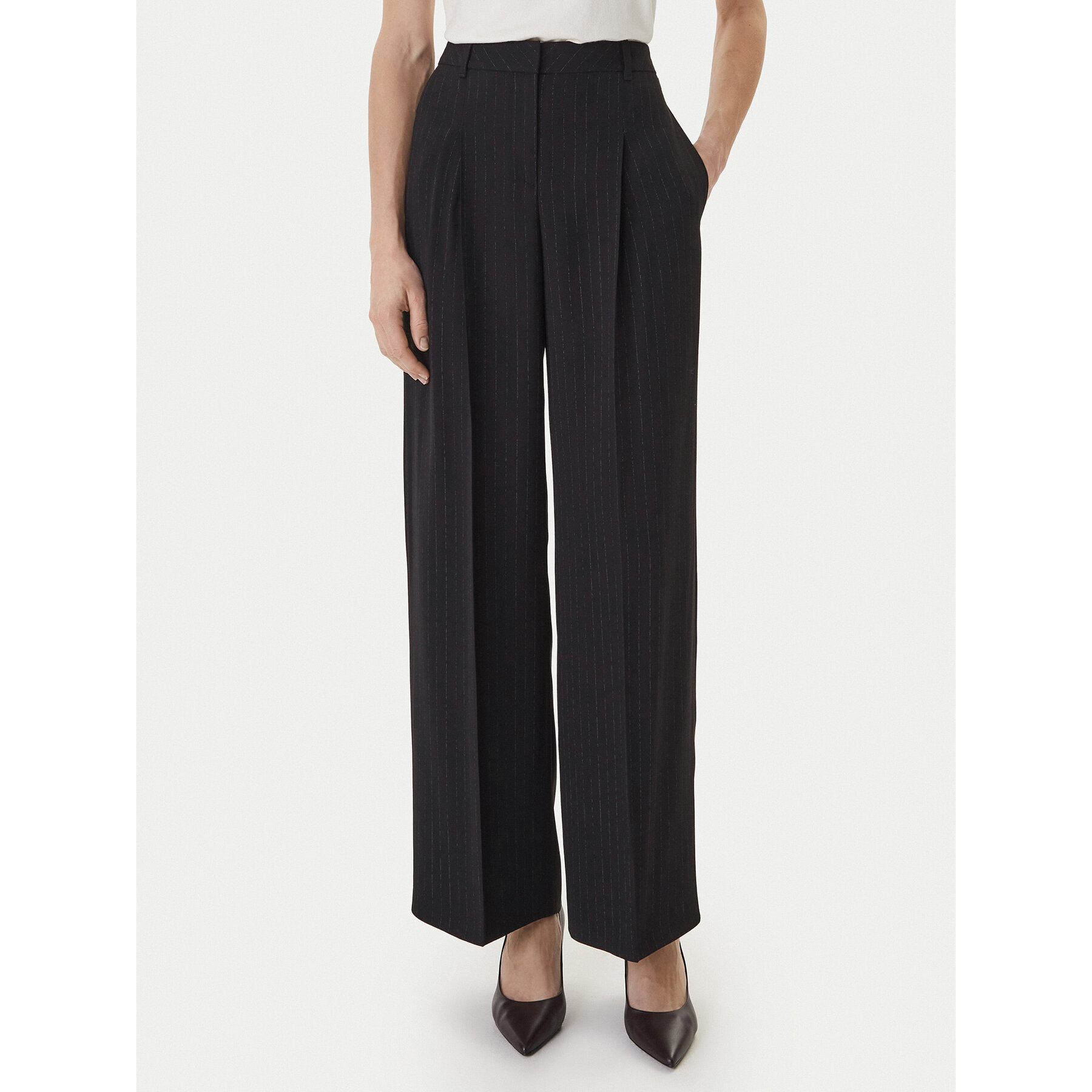 BOSS Stoffhose Tiana4 50554101 Schwarz Relaxed Fit