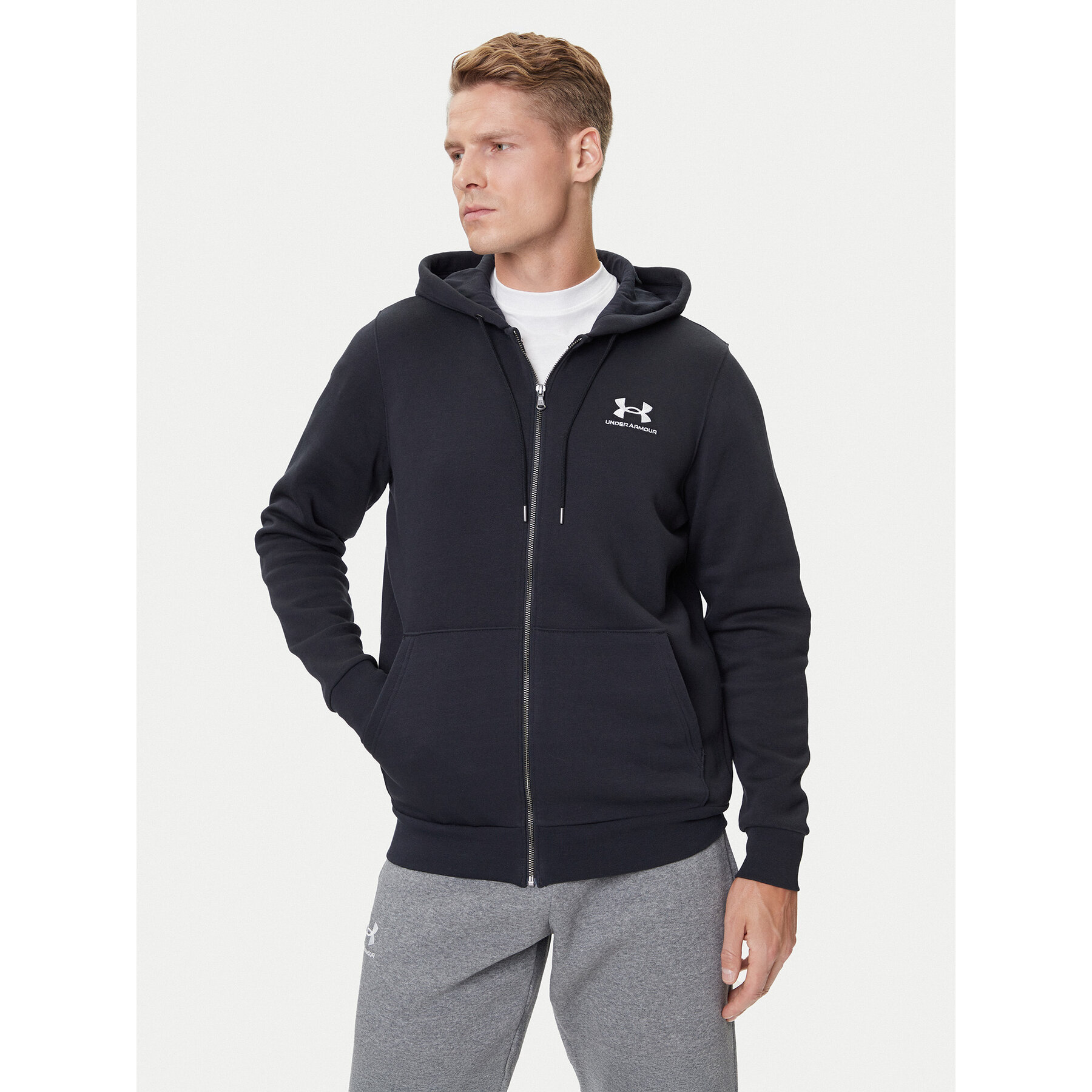 Under Armour Sweatshirt UA Essential Fleece FZ Hood 1373881 Schwarz Regular Fit