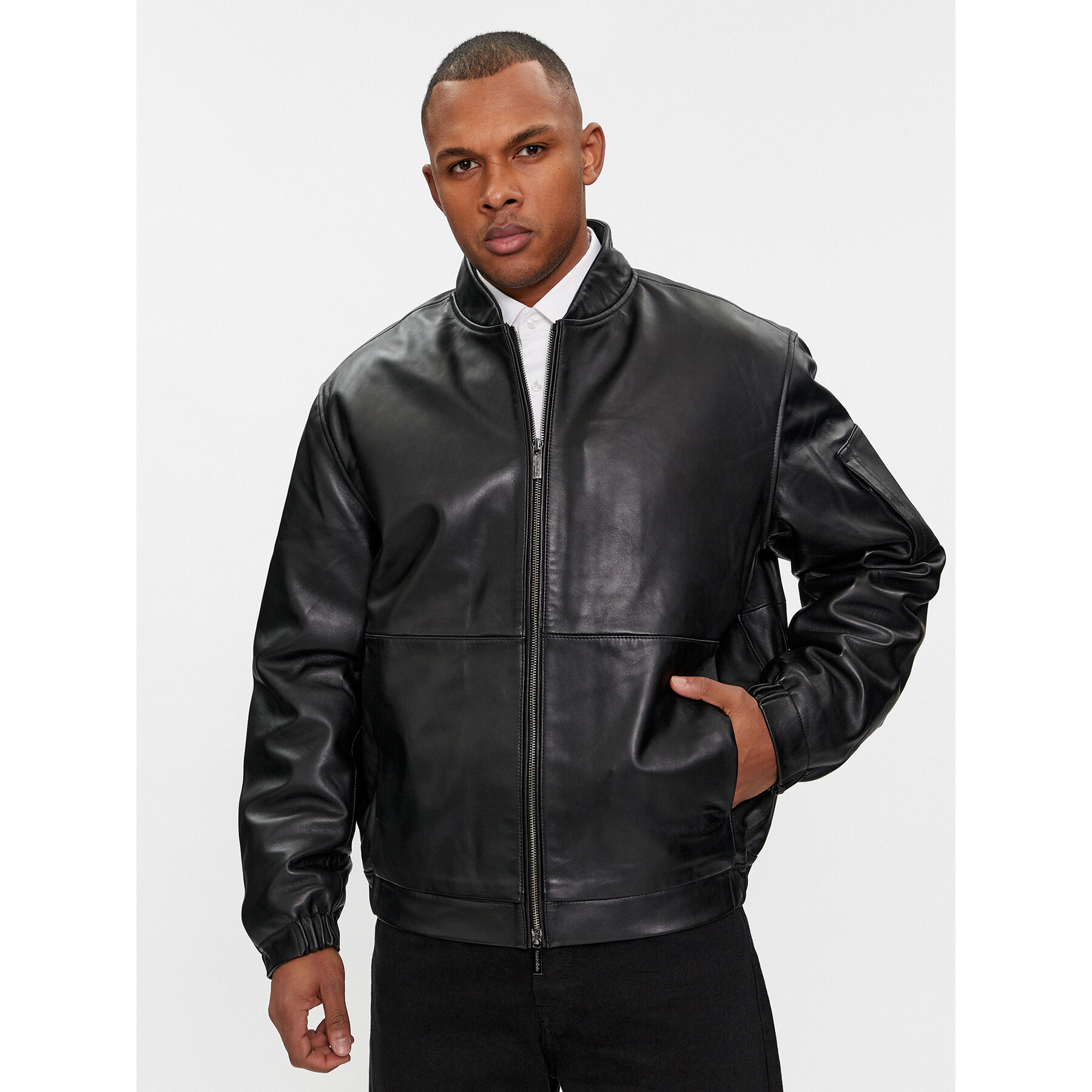 Calvin Klein Lederjacke Hero K10K112372 Schwarz Regular Fit