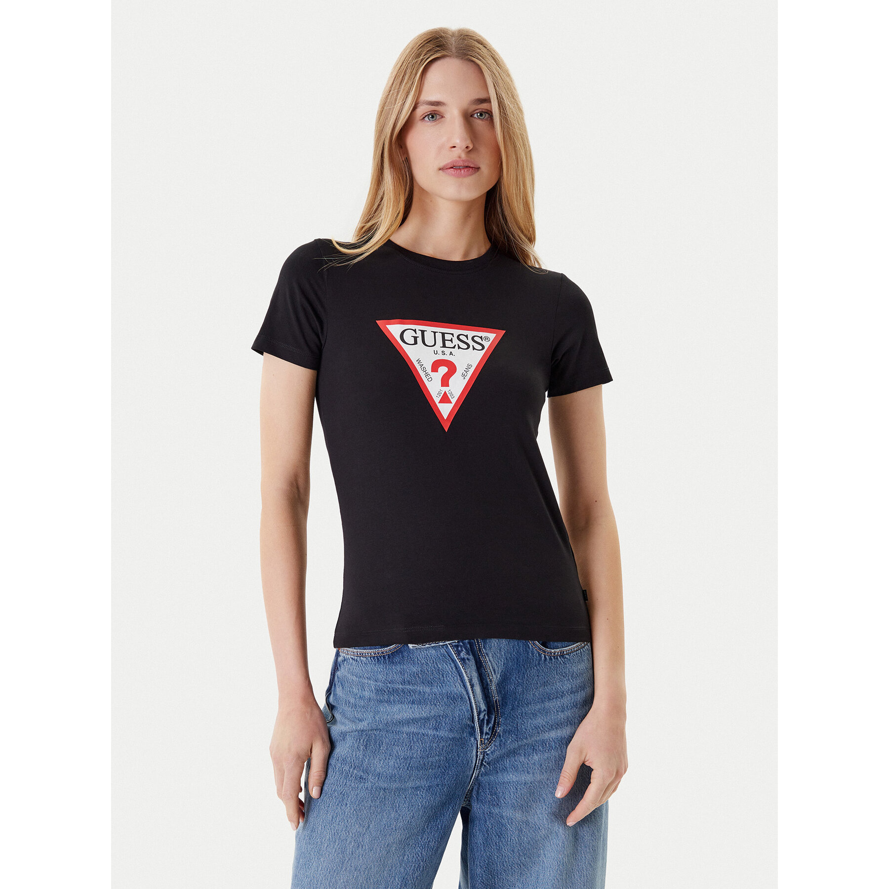 Guess Jeans Póló W4YI04 J1314 Fekete Slim Fit