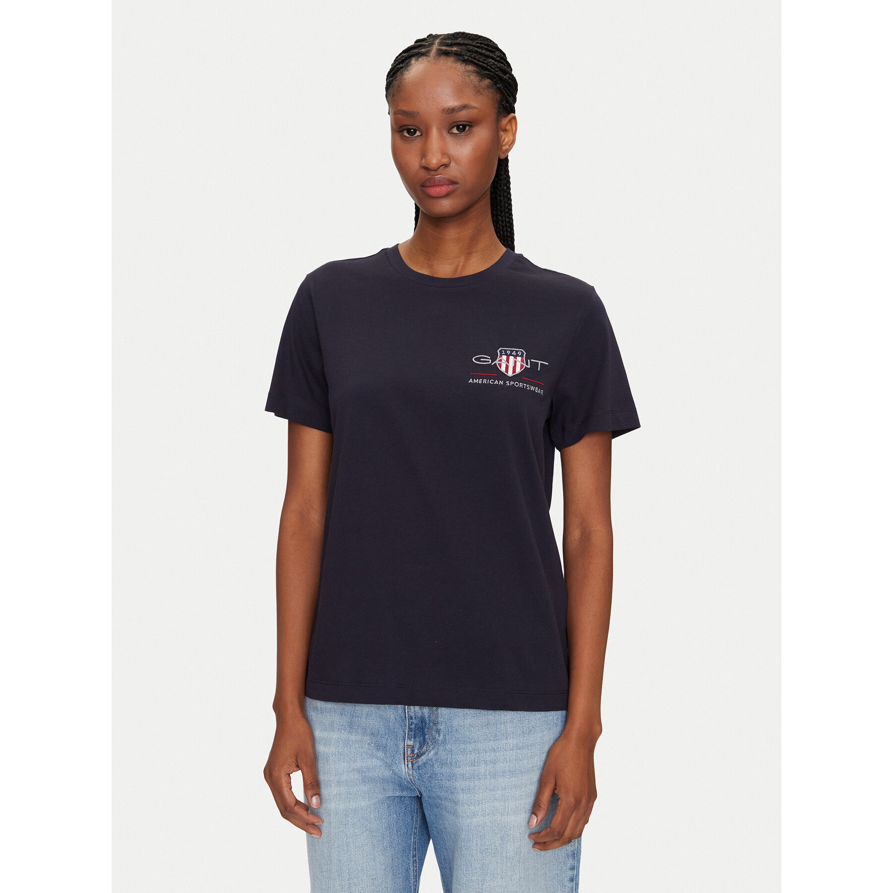 Gant T-shirt Bisiklet Yaka 4200277 Blu scuro Regular Fit