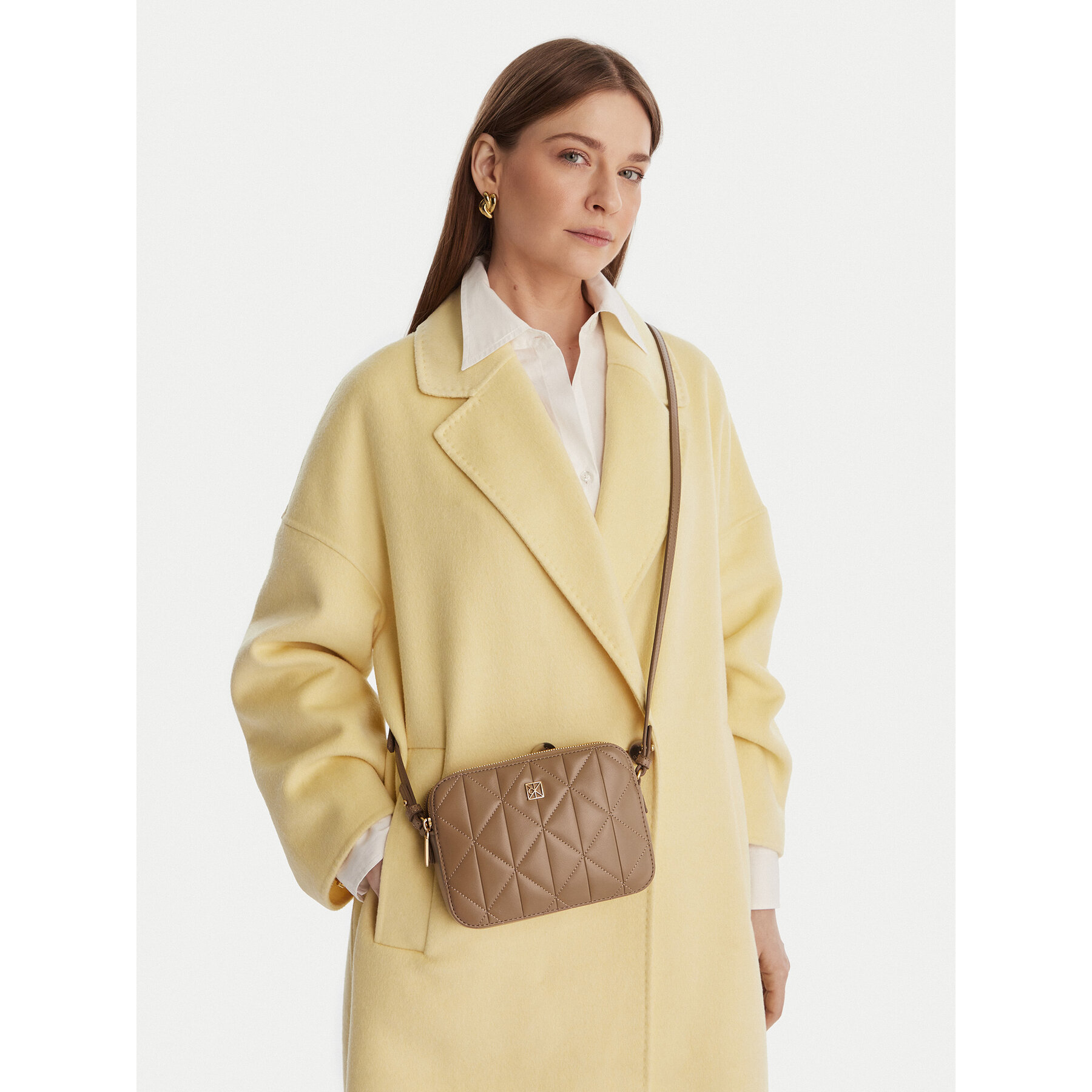 Geantă Calvin Klein Quilted Camera Bag LV04F3328G Bej