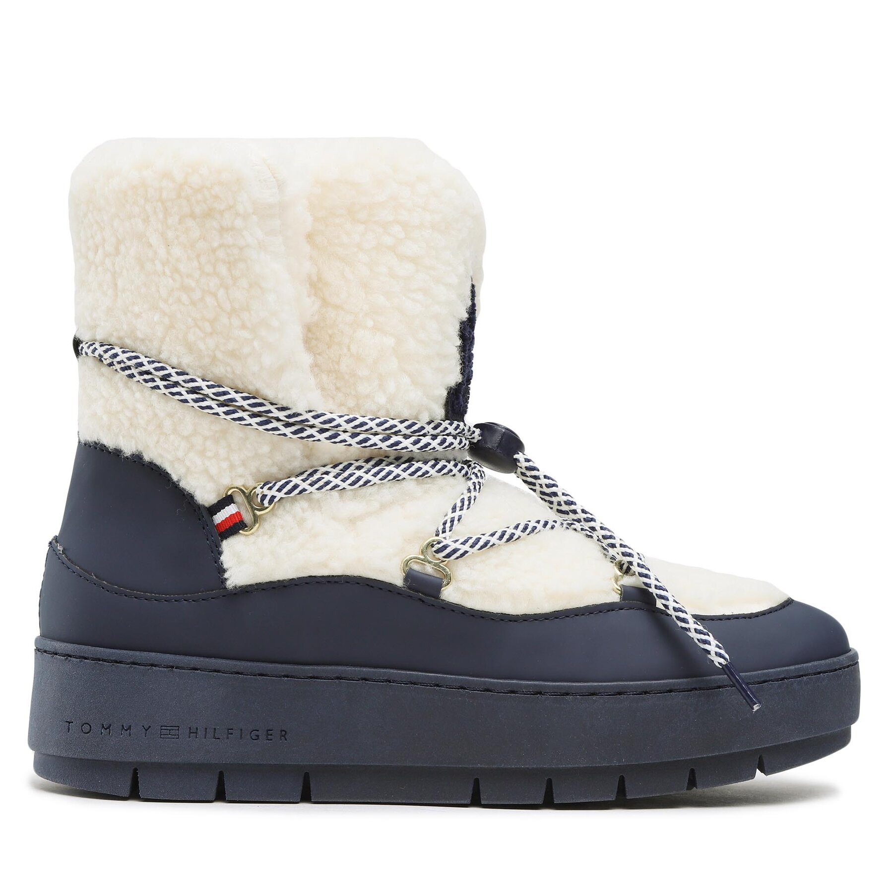  Hótaposó Tommy Hilfiger Th Faux Fur Snow Bootie FW0FW06850 Ekru akciós termékkép 1