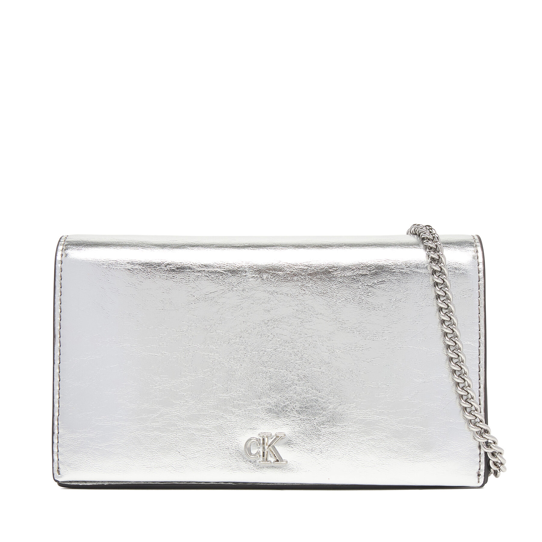 Damska Calvin Klein Torebka Srebrny Ck Metallic Wallet On Chain LV04F3320G