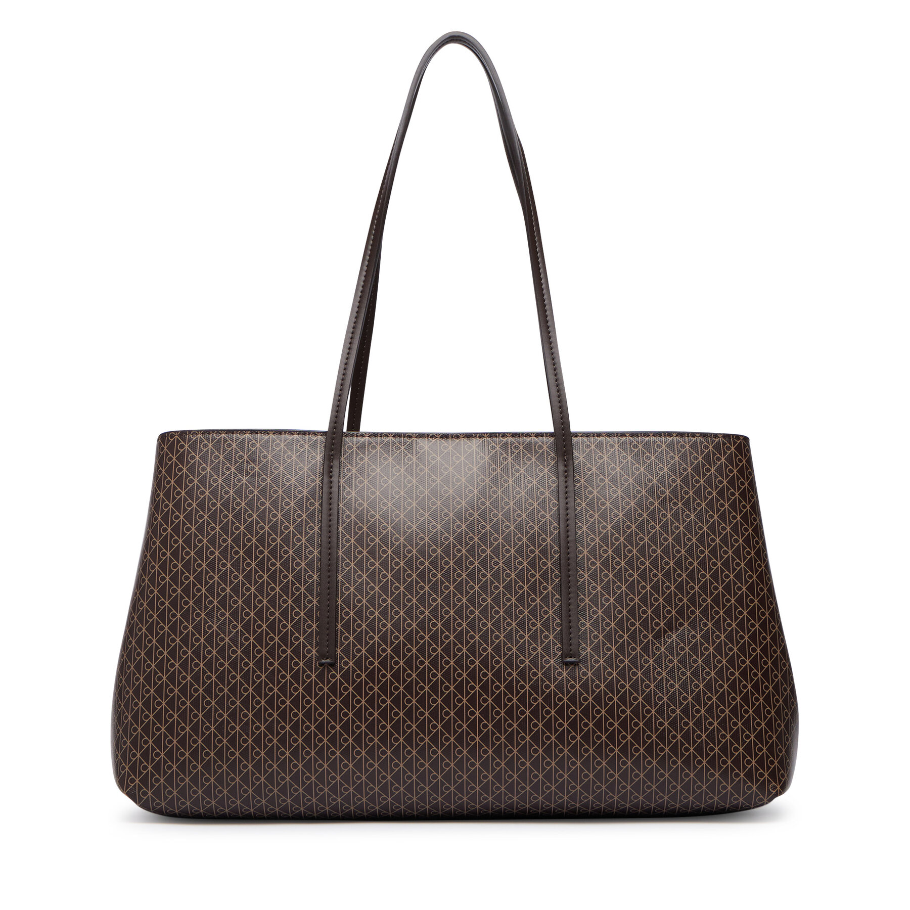 Ročna torba Calvin Klein Emblem Aop Medium Work Tote LV04F3786G Temno rjava