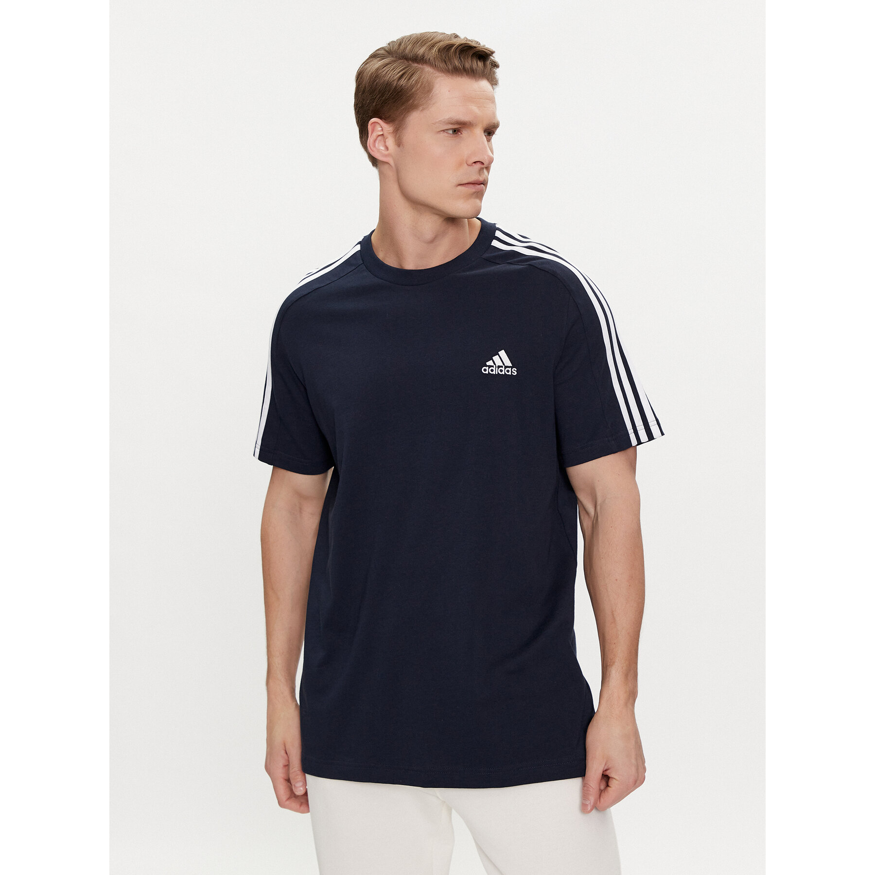 adidas T-shirt Essentials Single Jersey 3-Stripes T-Shirt IC9335 Blu Regular Fit
