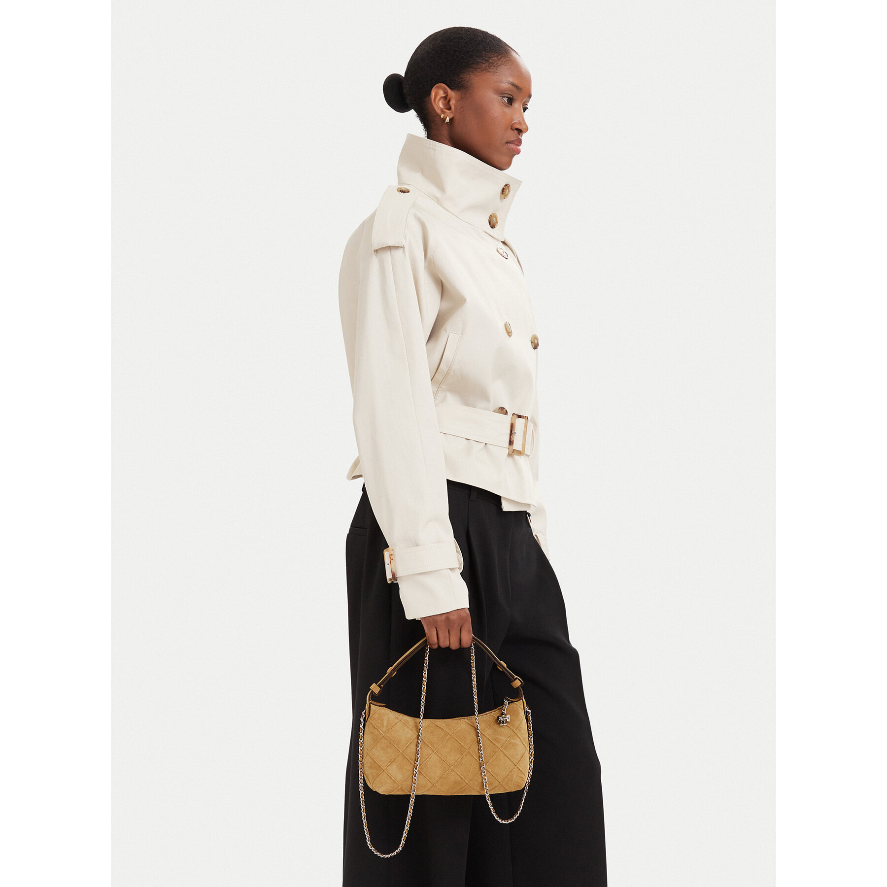 Torbica Tory Burch Fleming Suede Pochette 185797 Bež