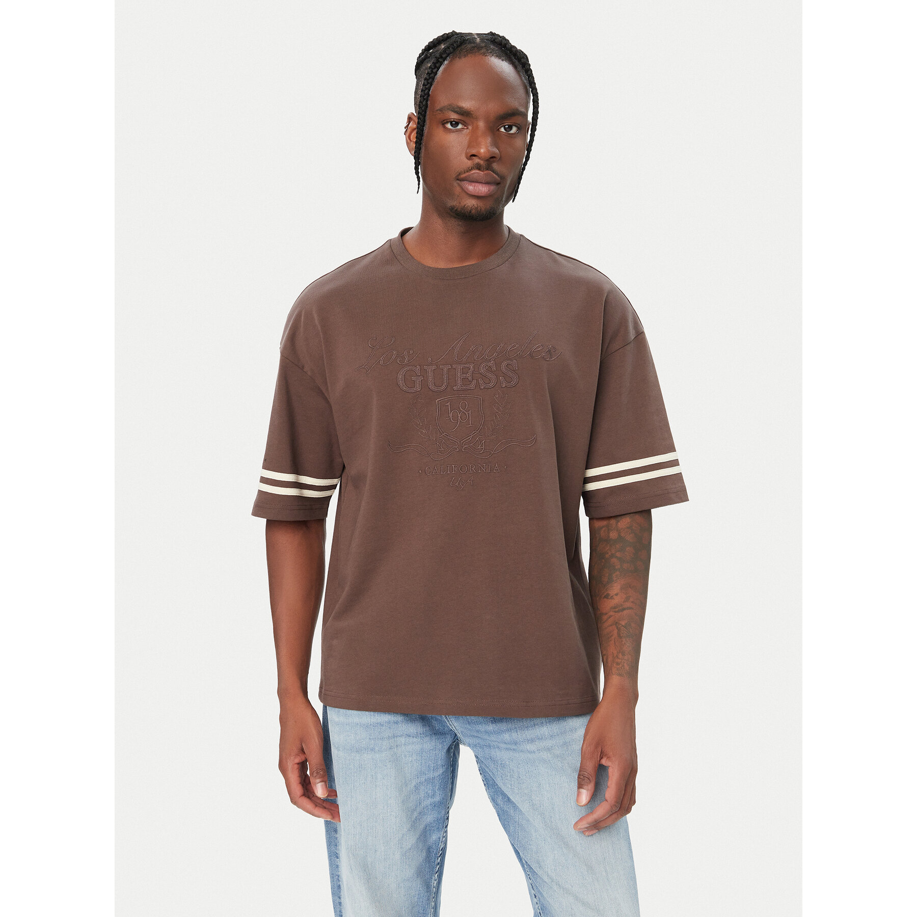 Guess T-shirt 183471 Smeđa Classic Fit