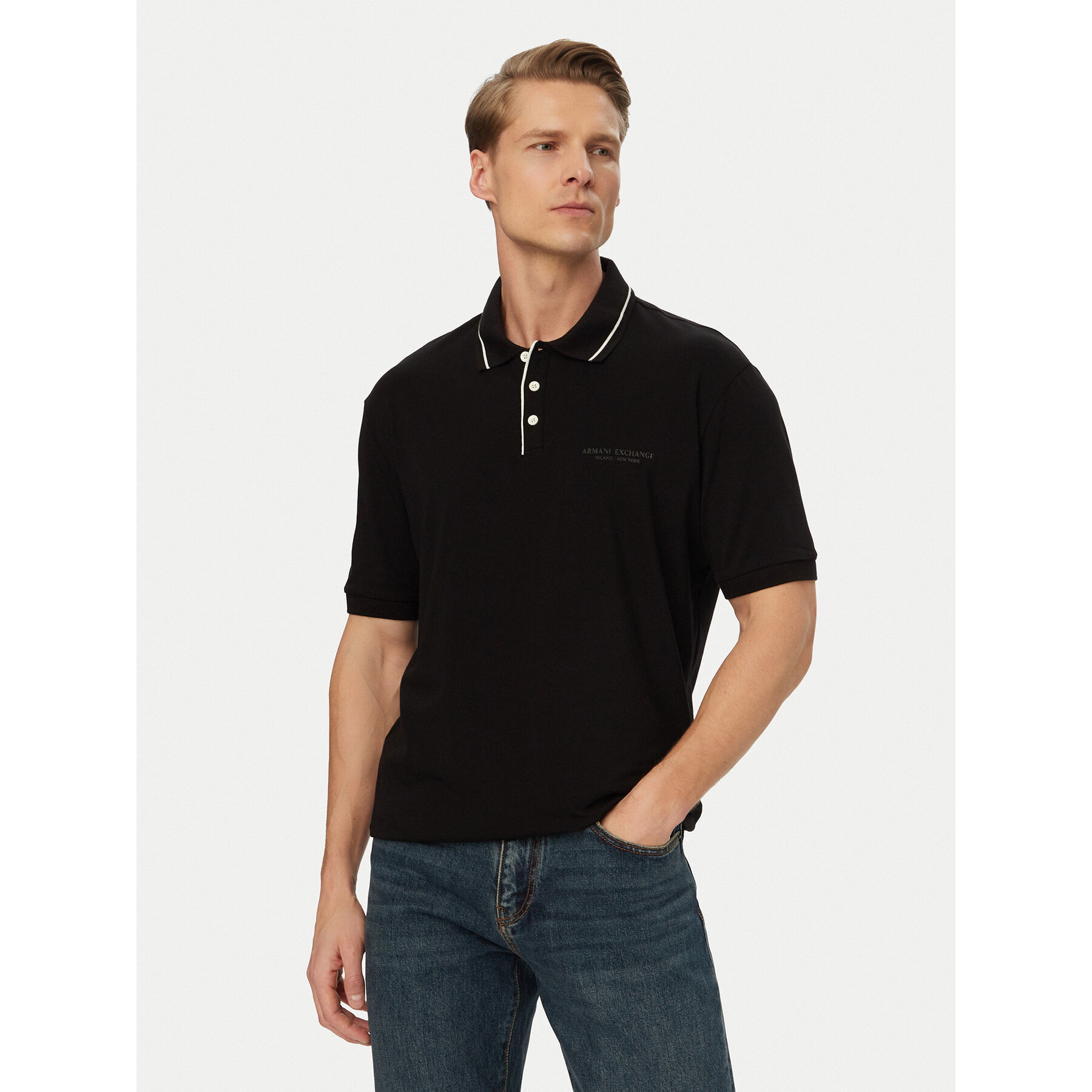 Armani Exchange Polo majica XM001557 AF10363 UC001 Črna Regular Fit