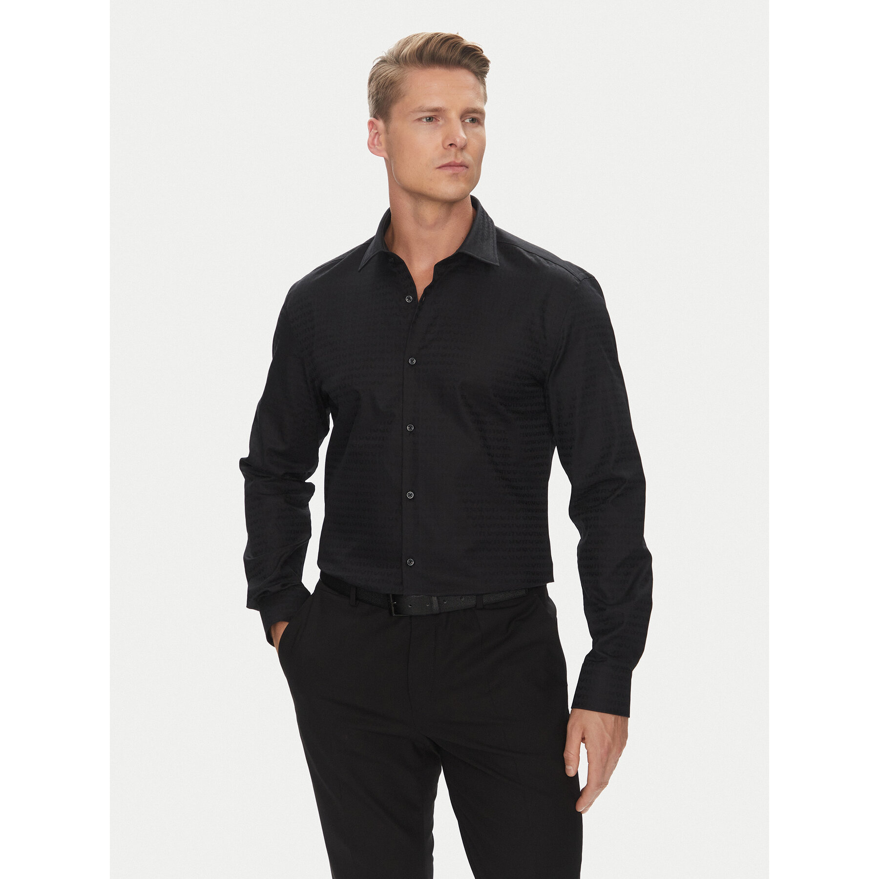 HUGO Hemd Kenno 50544934 Schwarz Slim Fit
