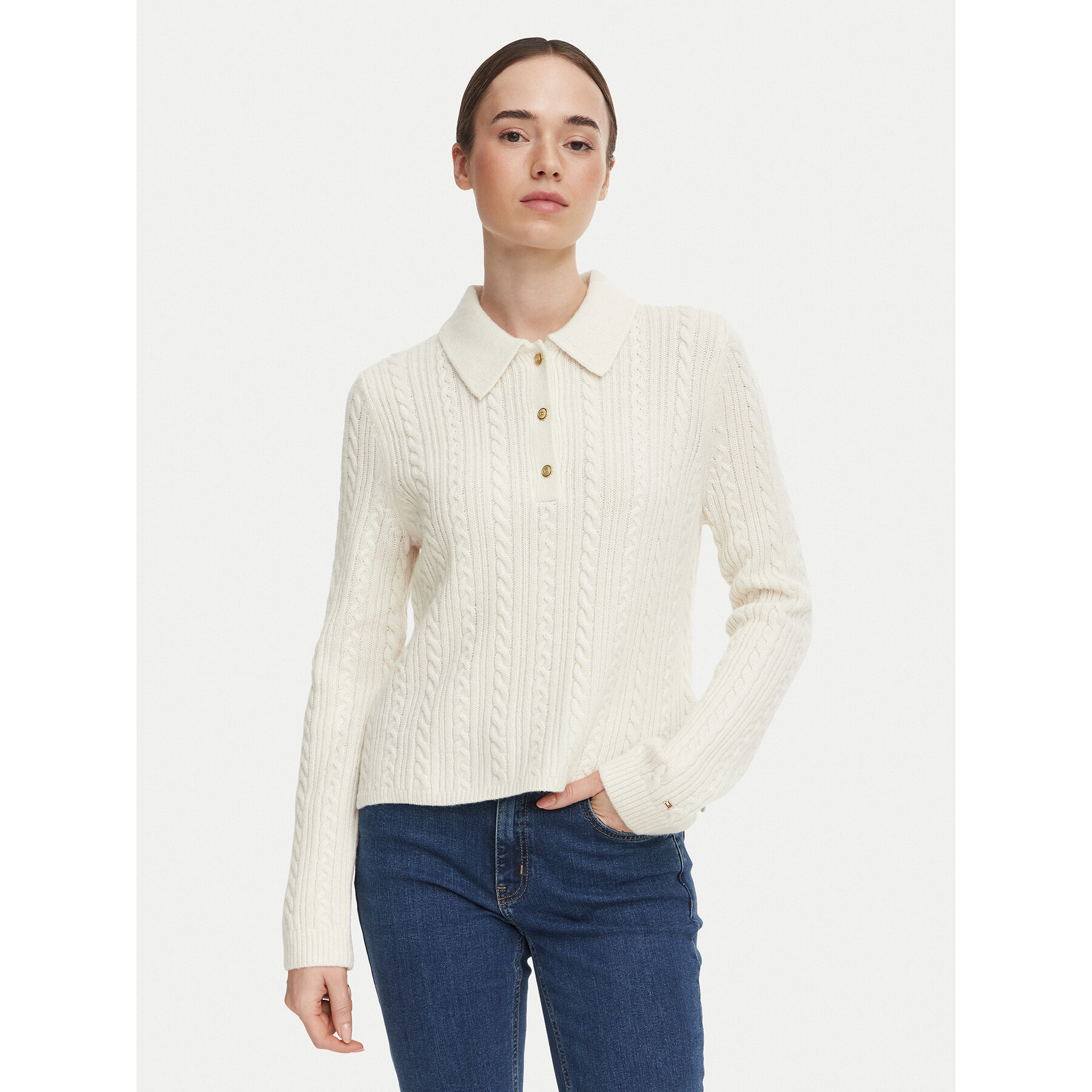 Tommy Hilfiger Pullover WW0WW52222 Creme Regular Fit