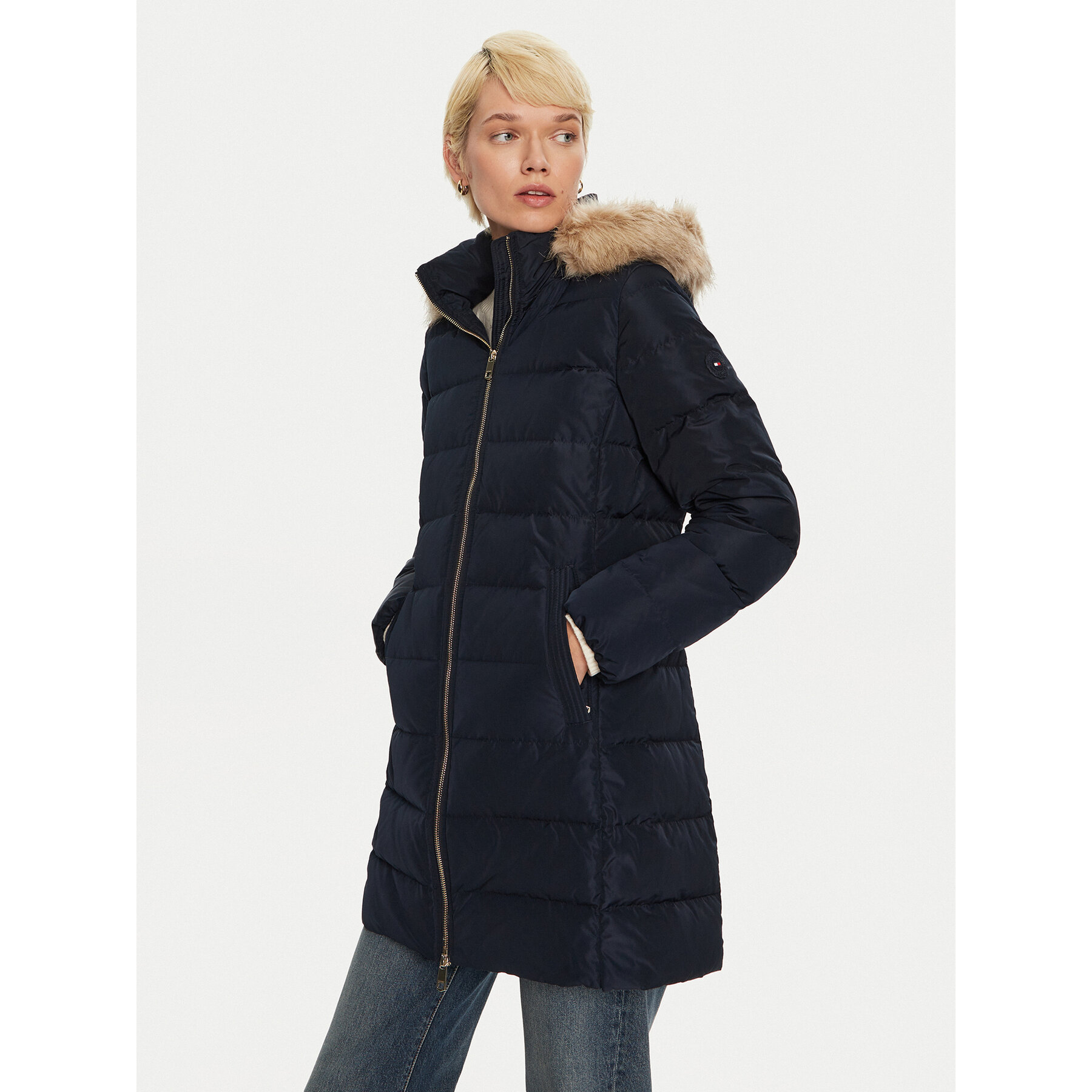 Tommy Hilfiger Daunenjacke Heritage WW0WW43234 Dunkelblau Regular Fit