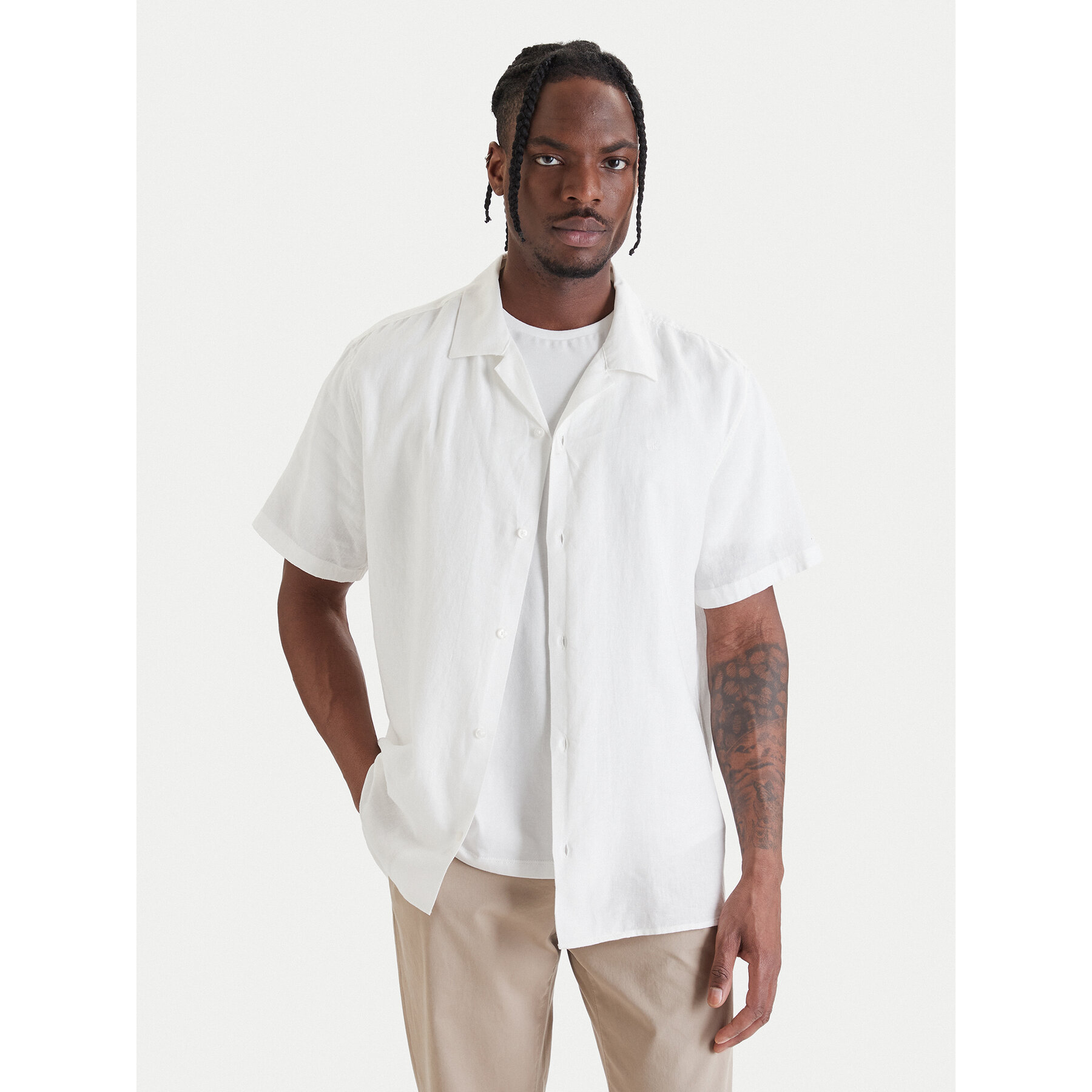Calvin Klein Hemd LV04LF137G Weiß Relaxed Fit