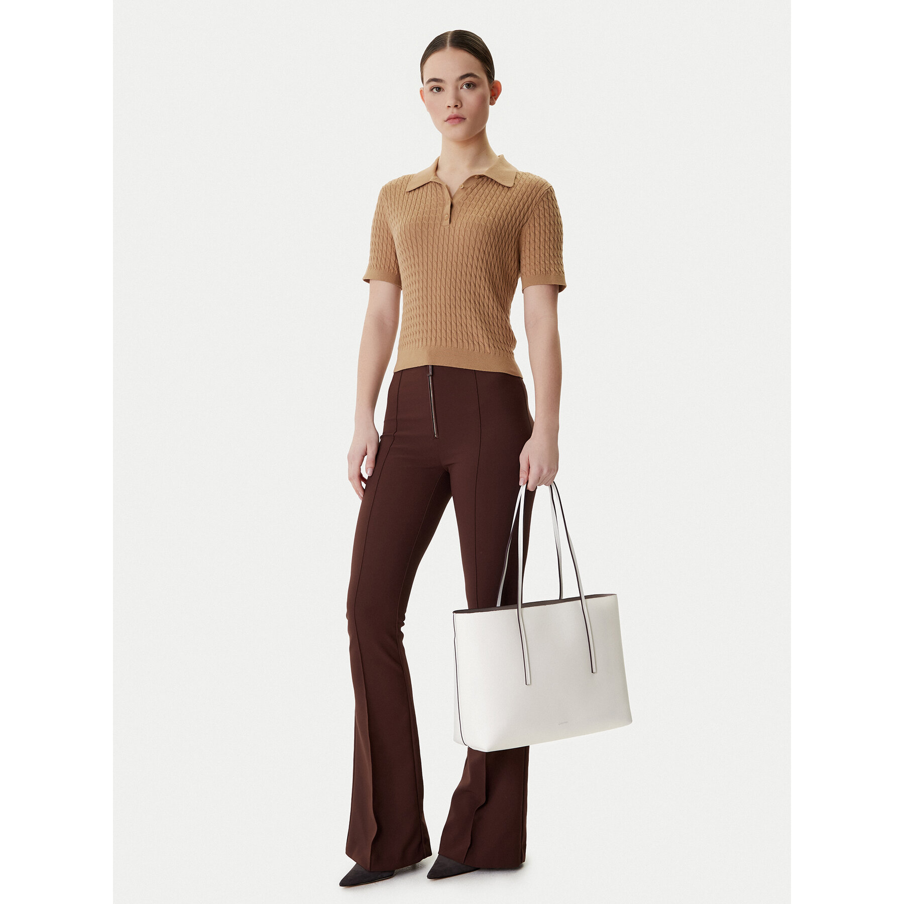 Geantă Calvin Klein Foil Logo Tote W/Pouch LV04F3274G Alb