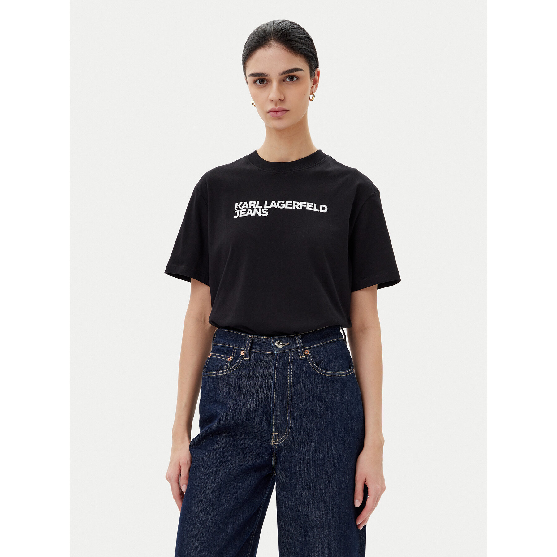 Karl Lagerfeld Jeans Majica A1W17005 Črna Relaxed Fit