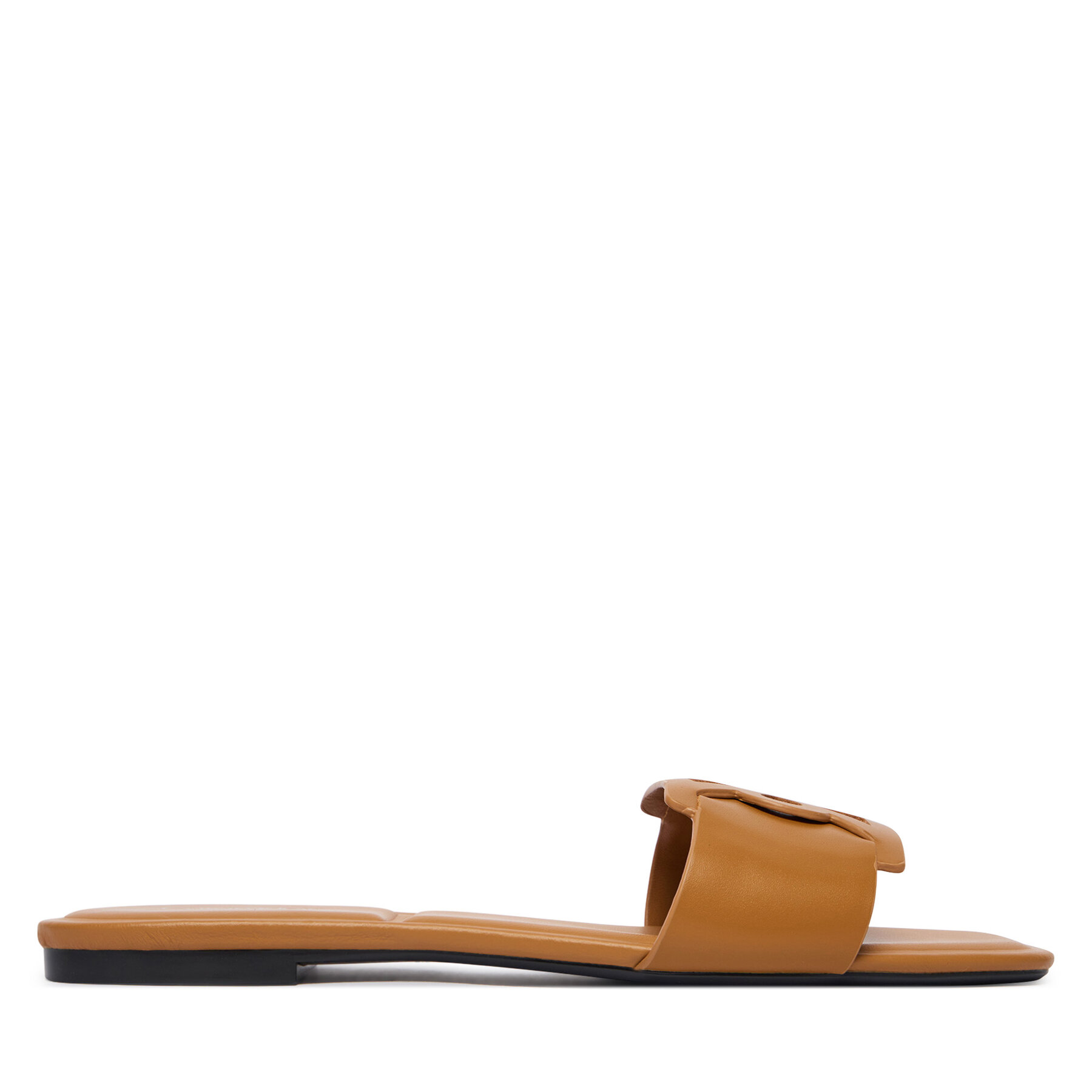 Παντόφλες Calvin Klein Square Flat Sandal Emblem HW0HW03128 Καφέ