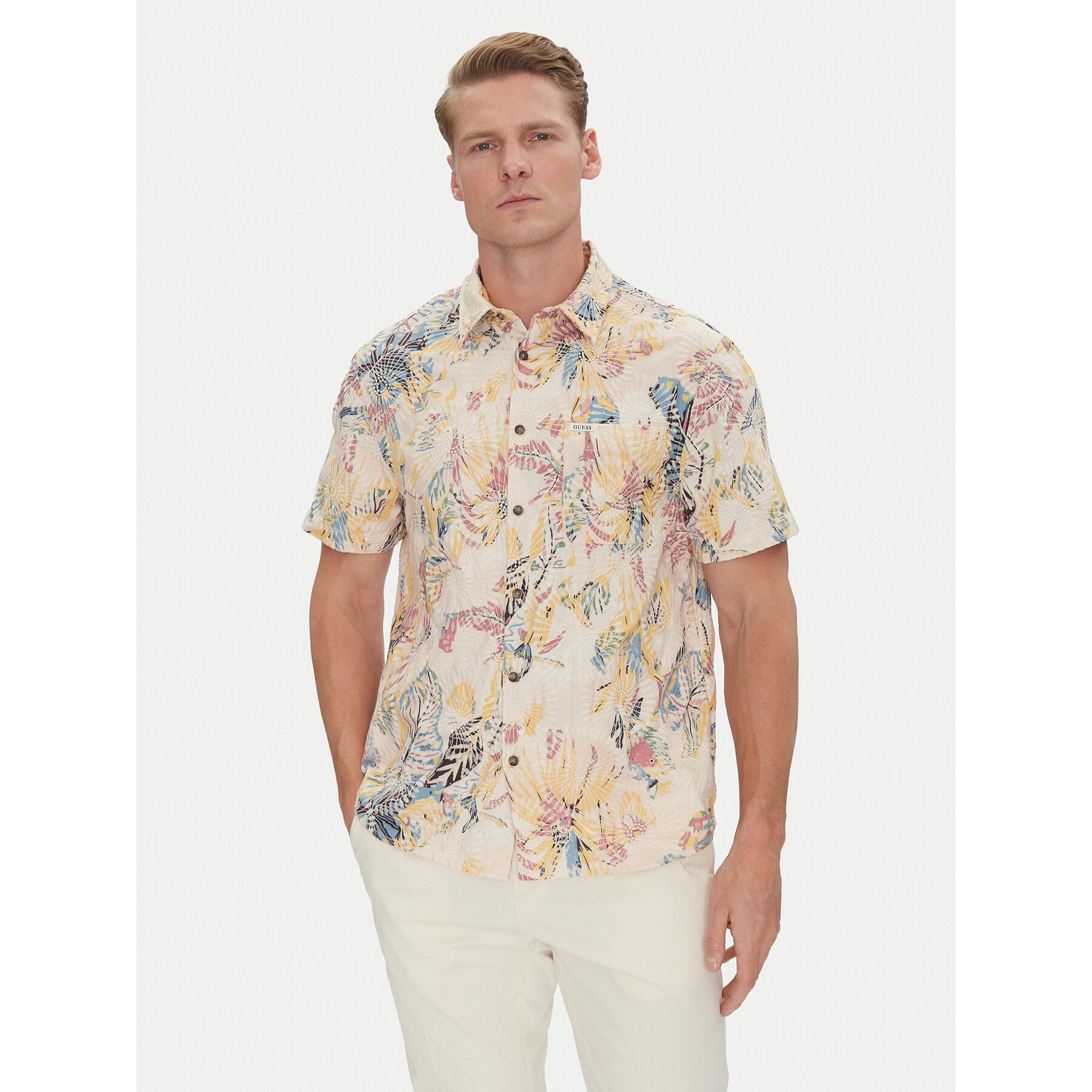 Guess Hemd M5GH42 WH800 Beige Regular Fit