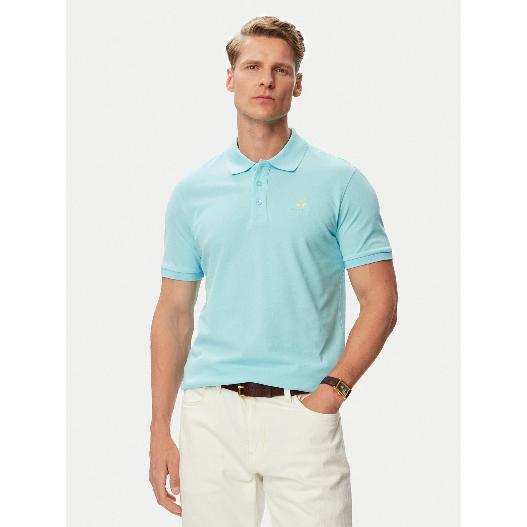 Beverly Hills Polo Club Polo majica P-SS26M-P42560 Turkizna Regular Fit