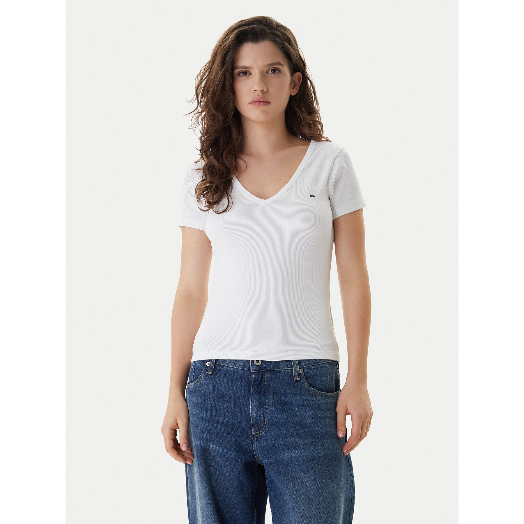 Tommy Jeans T-shirt Essential DW0DW17385 Bijela Slim Fit