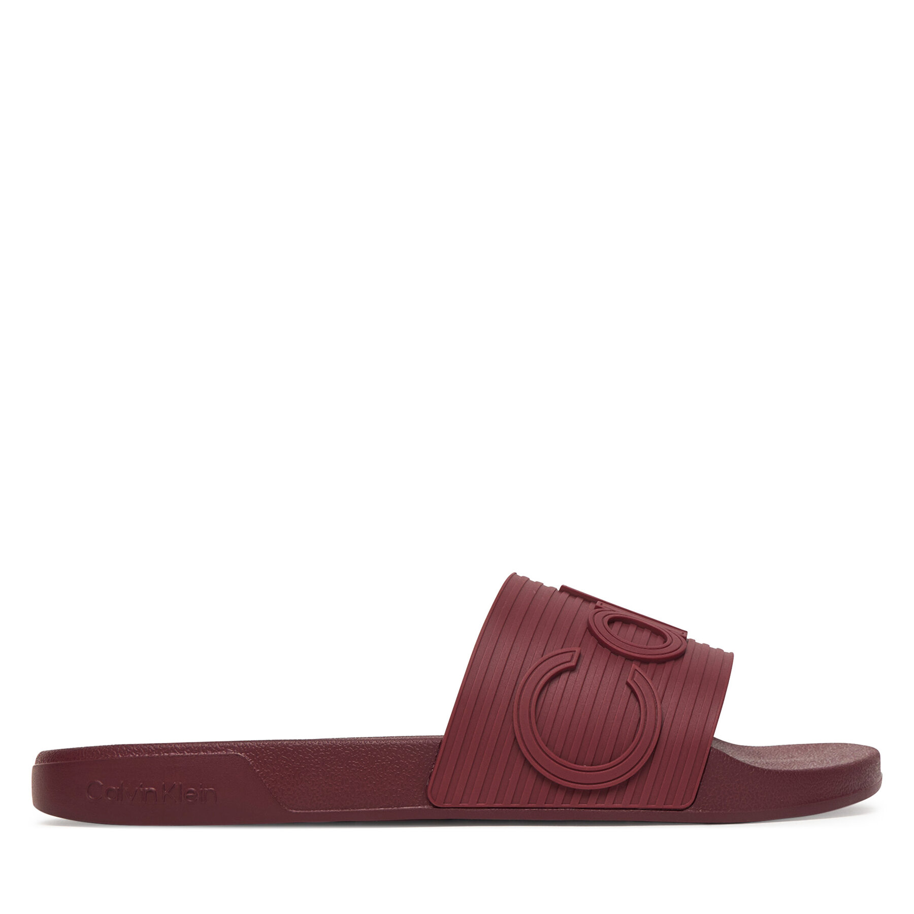 Šľapky Calvin Klein Nemo - Contoured Emblem Logo Sliders HM0HM02113 Bordová