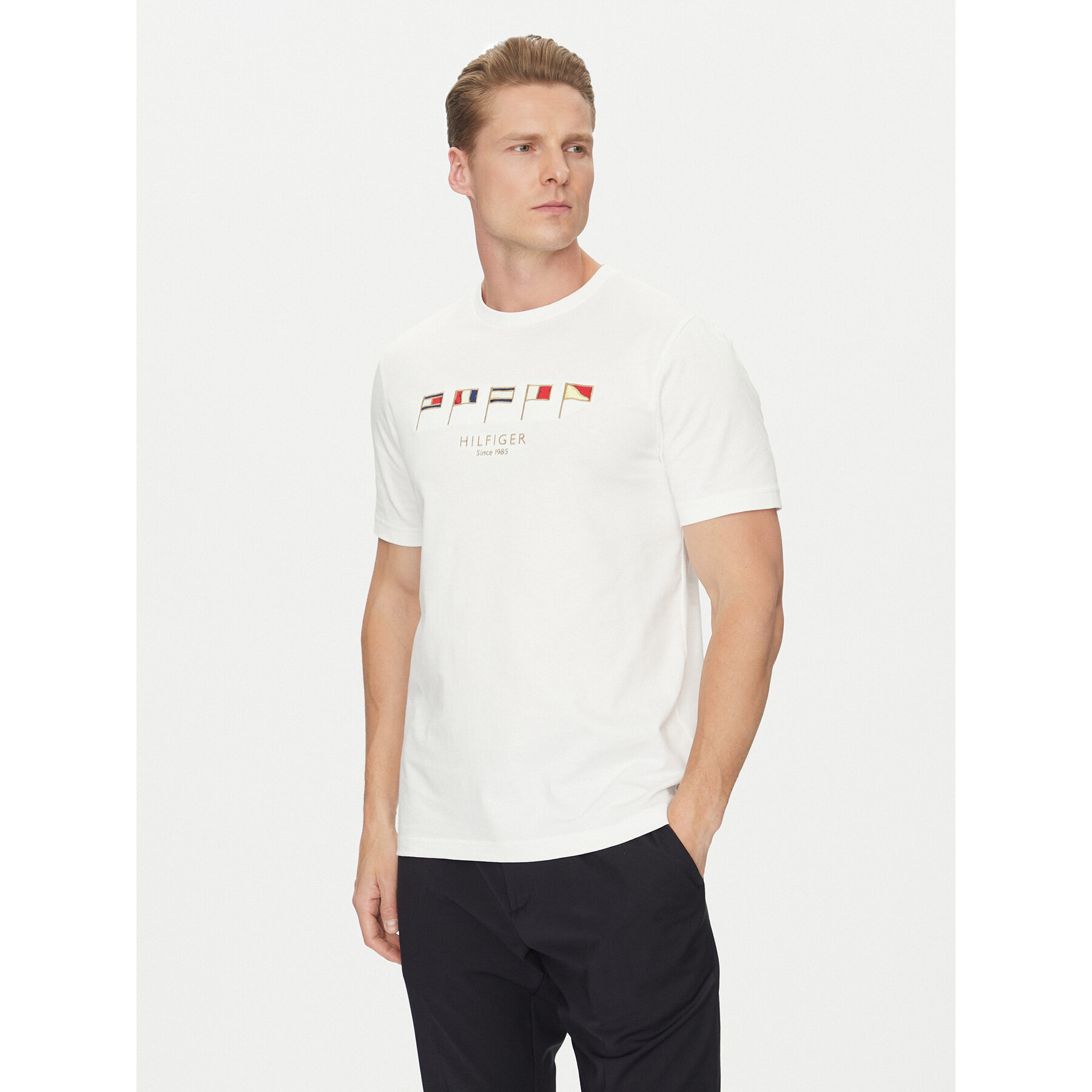 Tommy Hilfiger T-Shirt Multi Flags MW0MW38616 Weiß Regular Fit