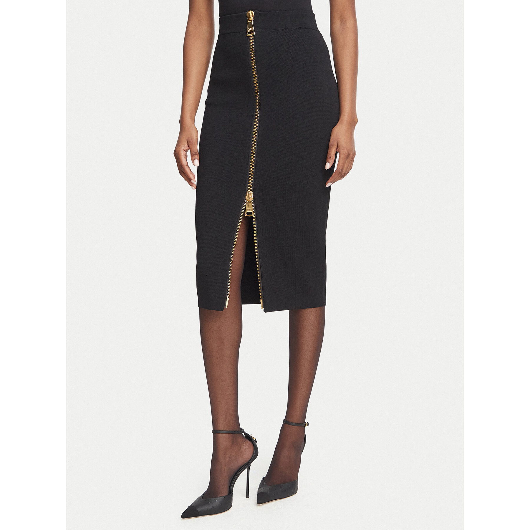 Elisabetta Franchi Bleistiftrock GK-28B-66E2-V440 Schwarz Slim Fit