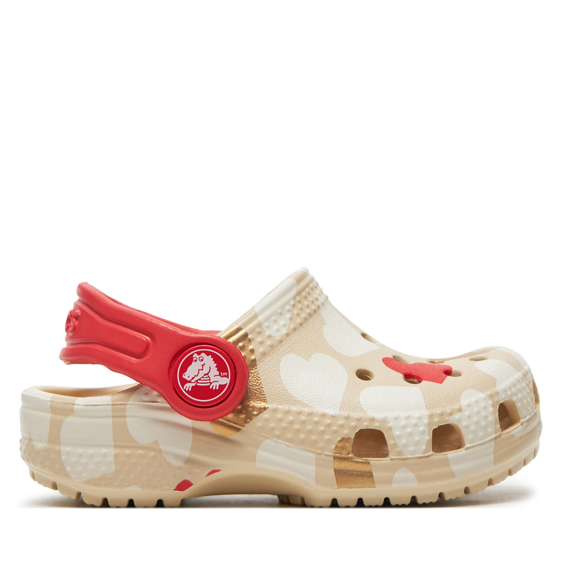 Lány Papucs Crocs, Méret: 22 2/3, Bézs, Classic Heart Print Clog T 206832
