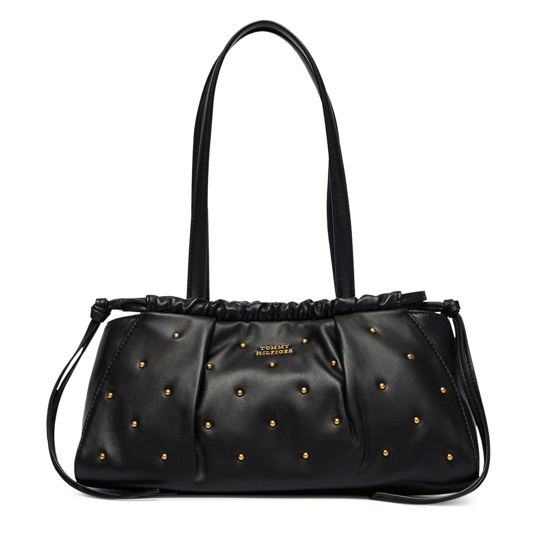 Torbica Tommy Hilfiger Soft Leather Shoulder Bag Studs AW0AW19338 Crna