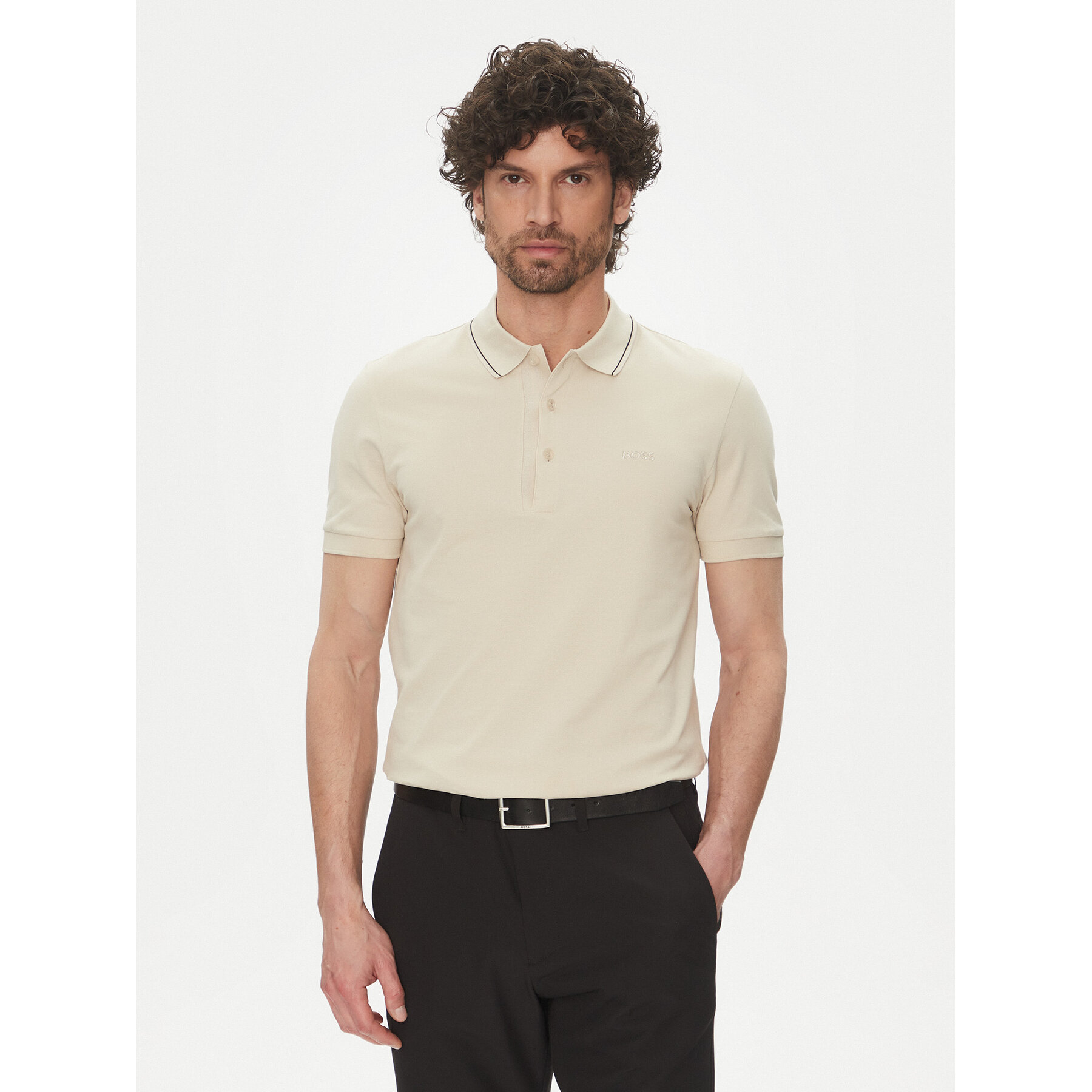 BOSS Pólóing Paule 4 50506195 Bézs Slim Fit