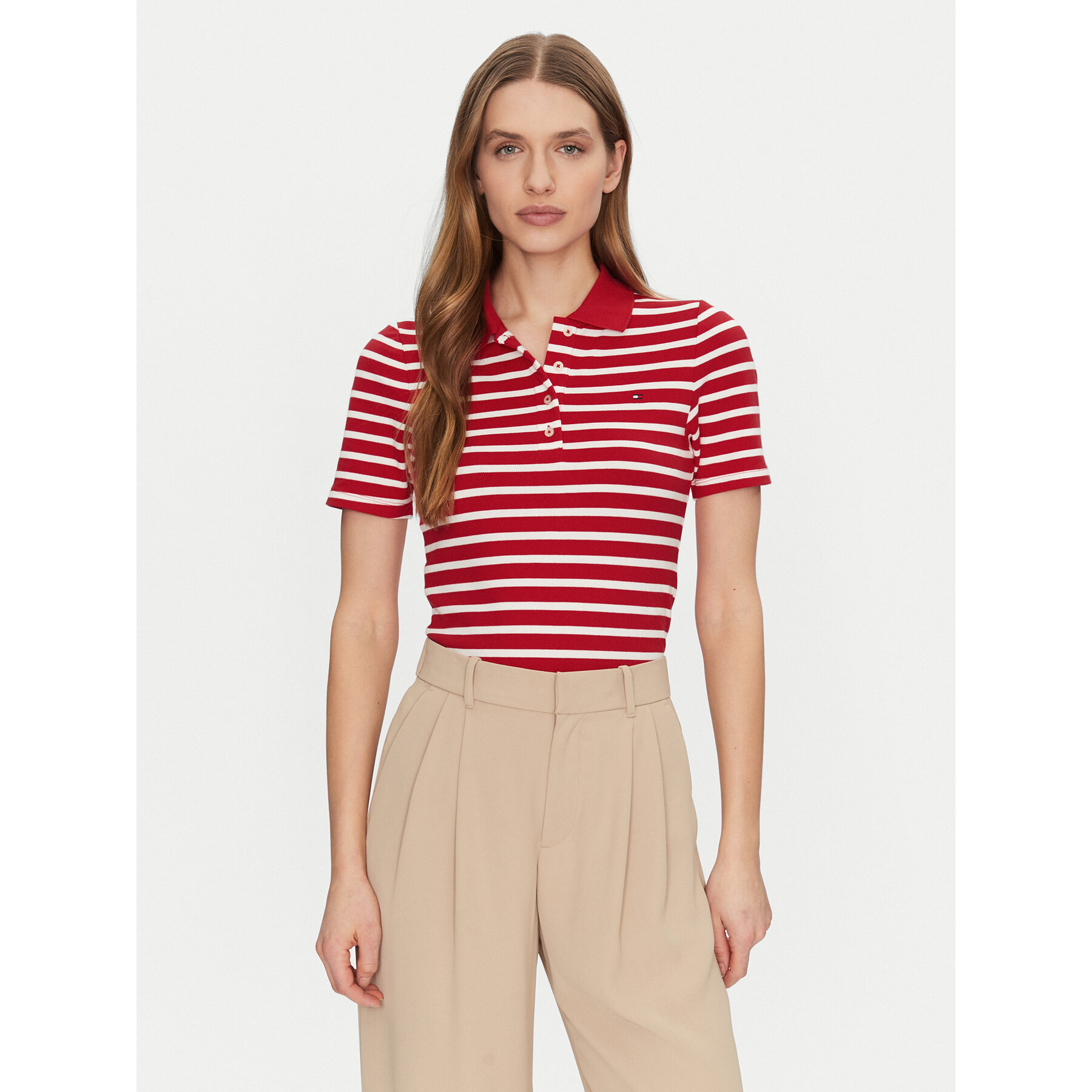 Tommy Hilfiger Pólóing 1985 WW0WW43225 Piros Slim Fit