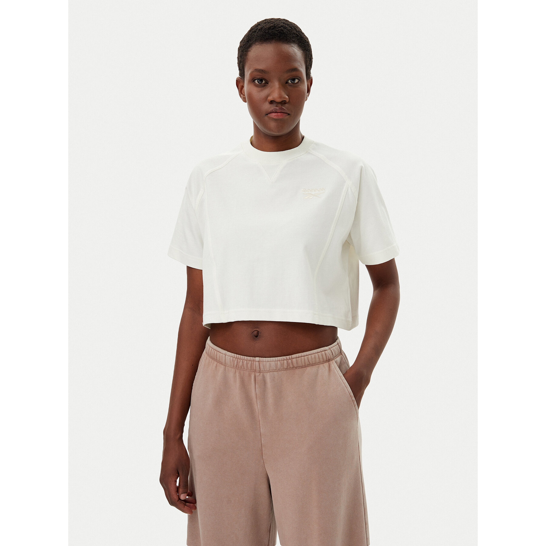 Reebok T-Shirt 100214091 036-90-02 Εκρού Regular Fit