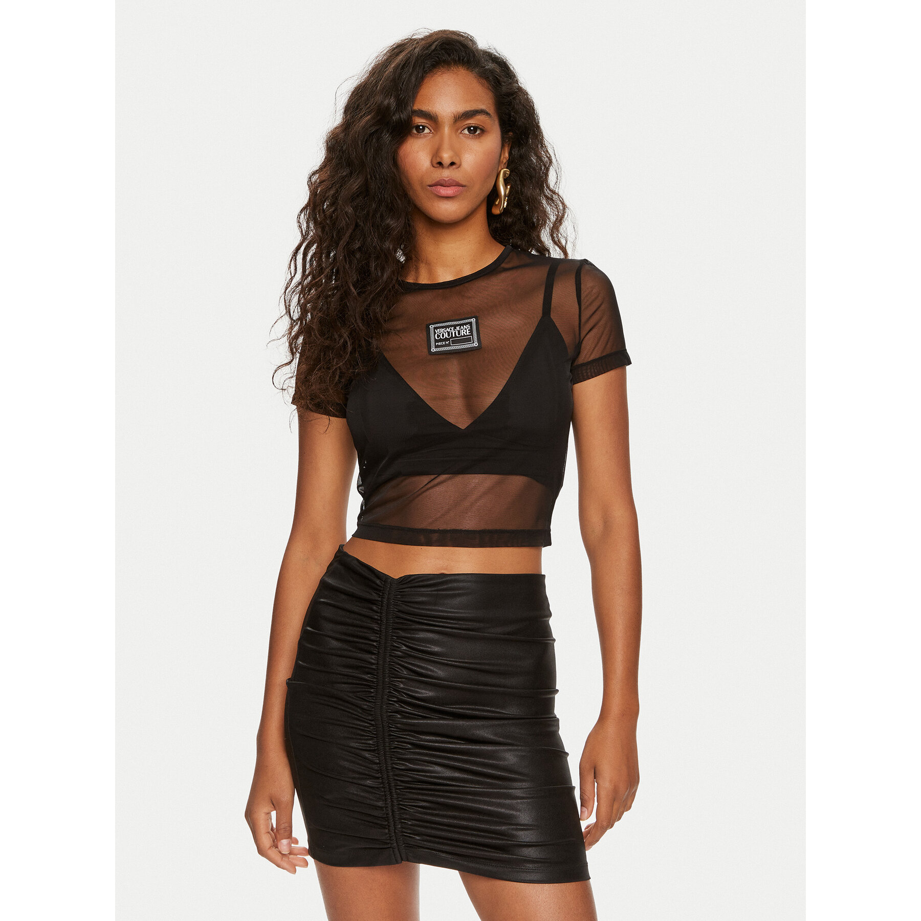 Versace Jeans Couture Τοπ 76HAH6A2 Μαύρο Slim Fit