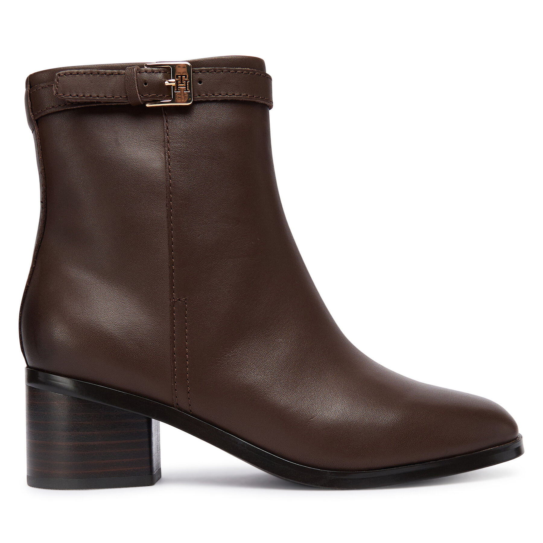 Botine Tommy Hilfiger Th Buckle Riding Mid Heel Bootie FW0FW08859 Maro