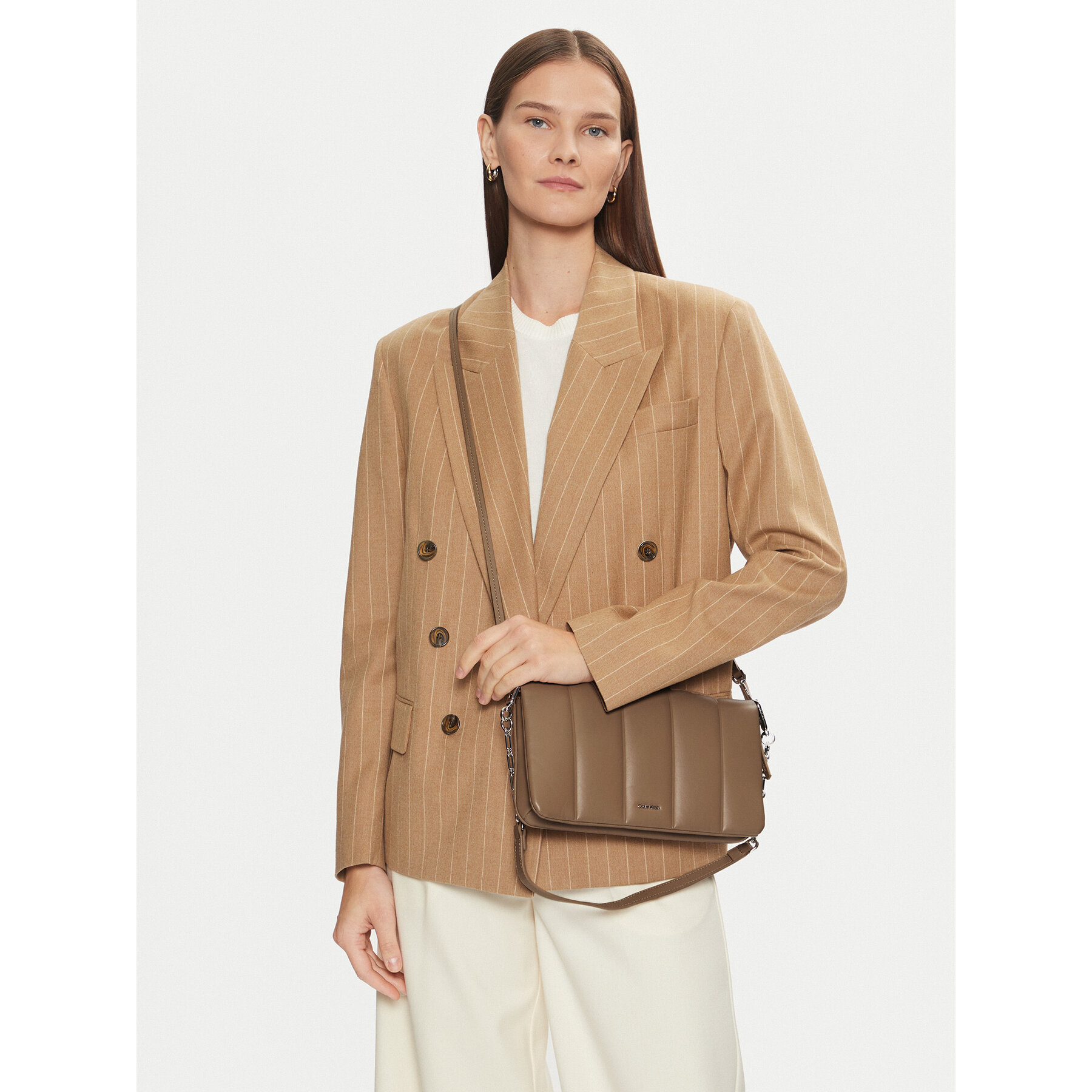 Torbica Calvin Klein Line Quilt Shoulder Bag K60K612787 Smeđa