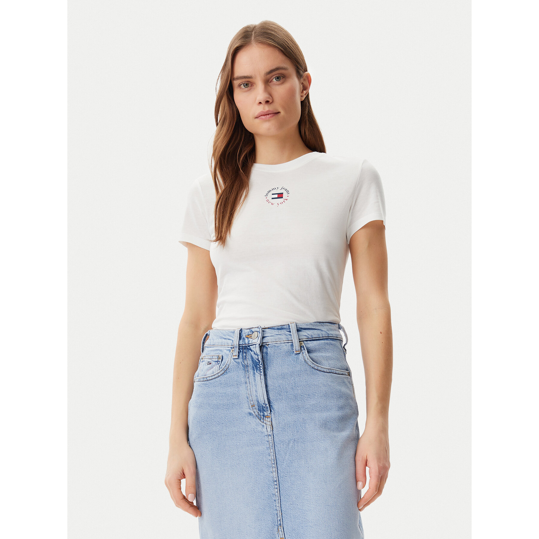 Tommy Jeans Póló Essential DW0DW20316 Fehér Slim Fit