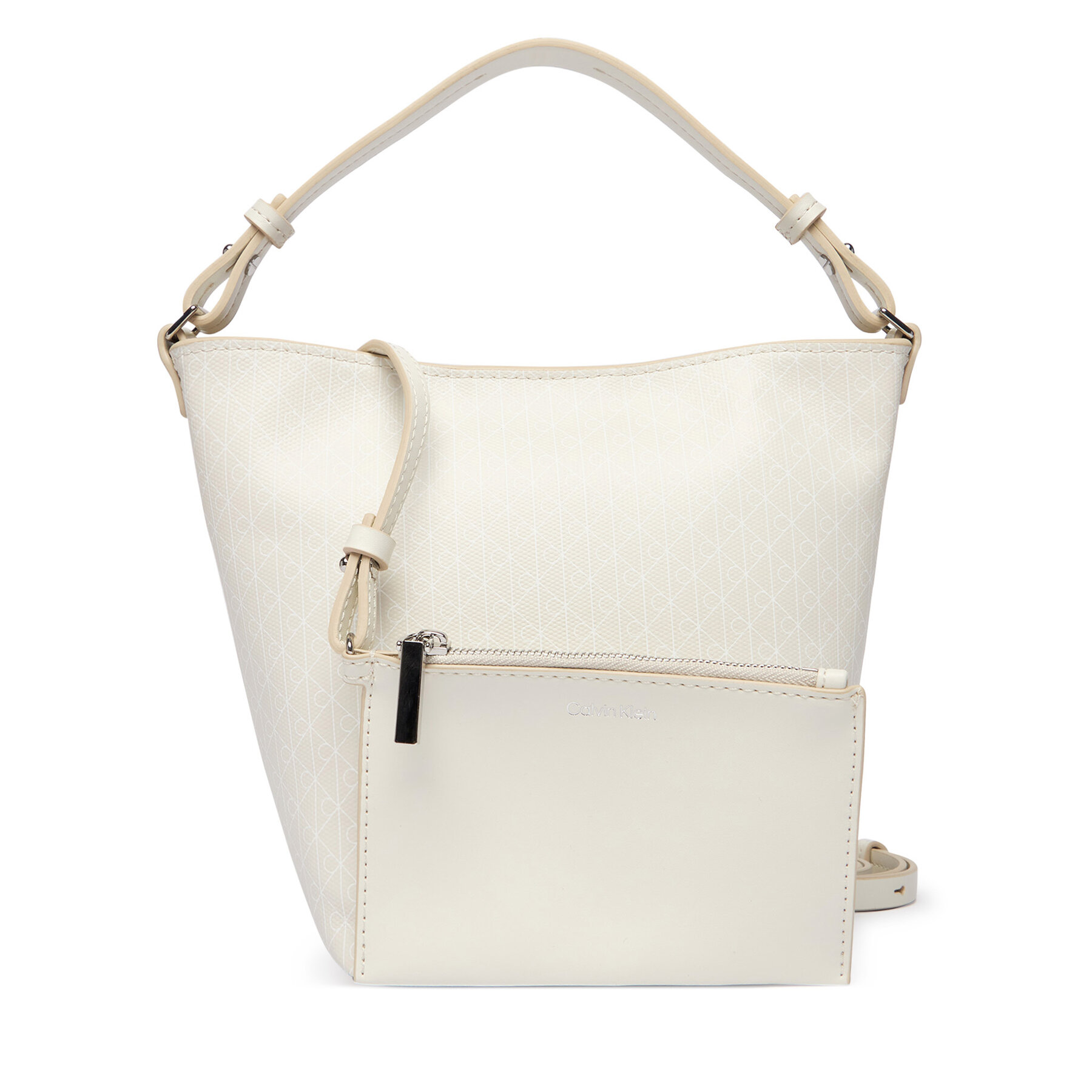 Geantă Calvin Klein Emblem Aop Sm Bucket Crossbody LV04F3506G Alb