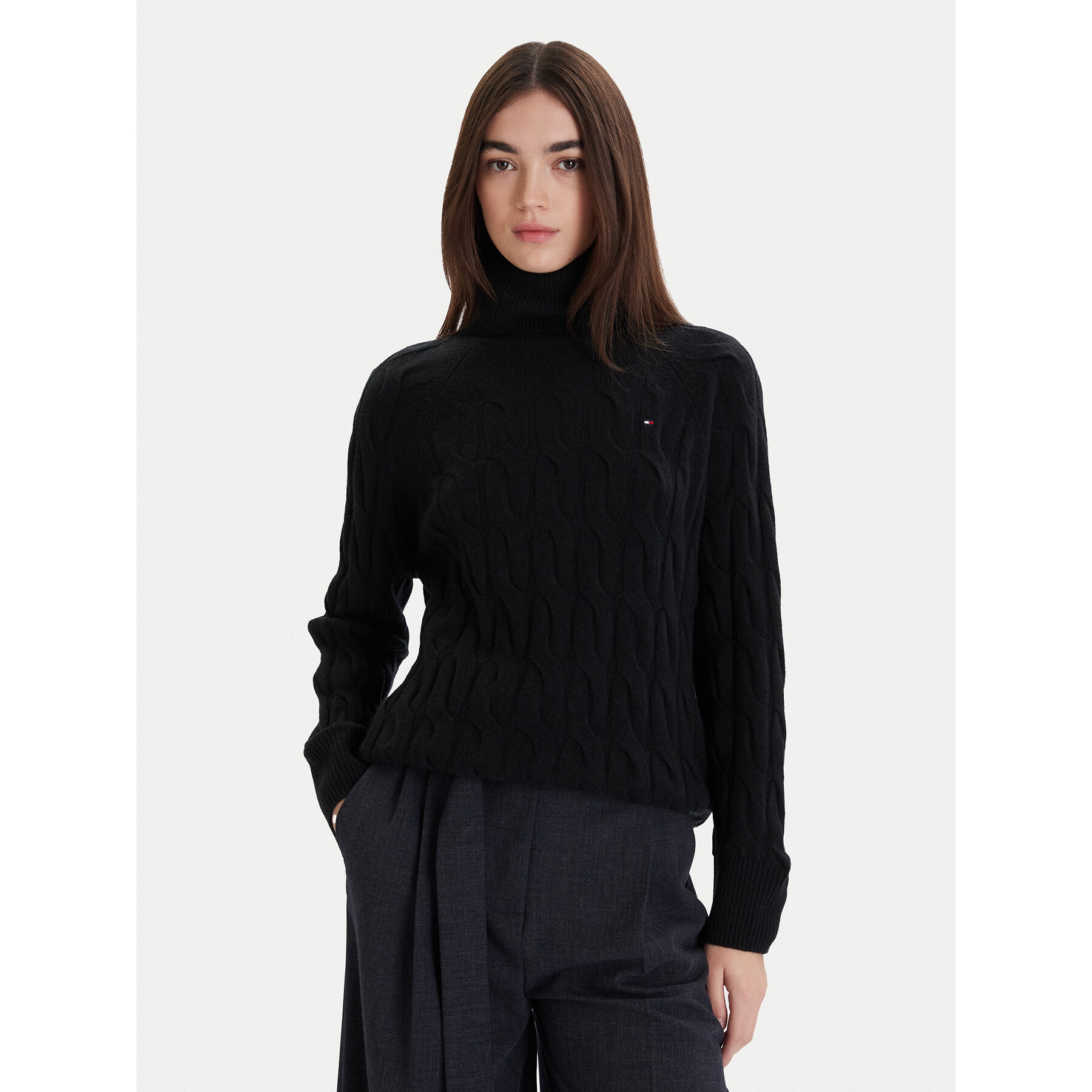 Tommy Hilfiger Rollkragenpullover WW0WW46791 Schwarz Regular Fit