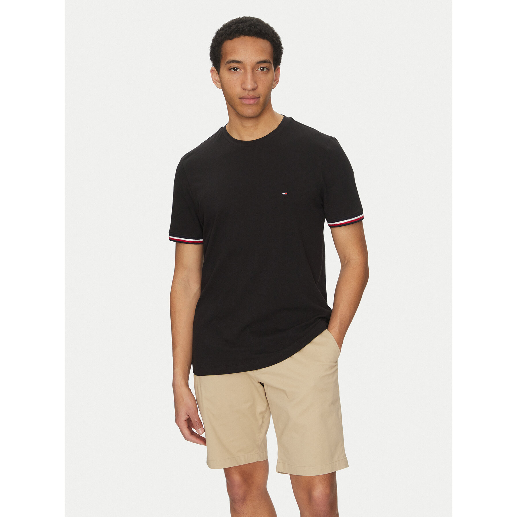 Tommy Hilfiger Póló Global Stripe MW0MW38630 Fekete Regular Fit