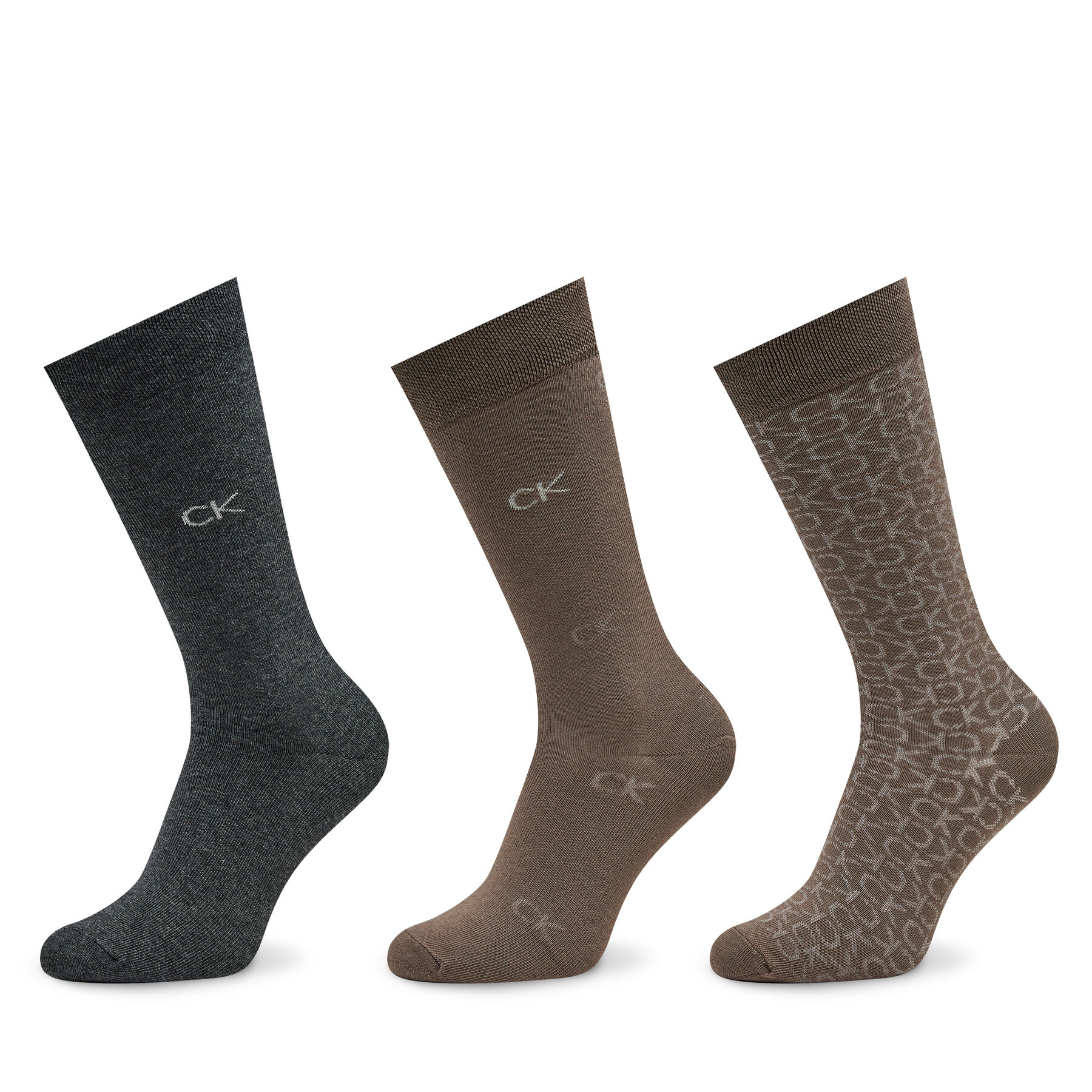 Set od 3 para muških visokih čarapa Calvin Klein 701224107 Grey Combo 002