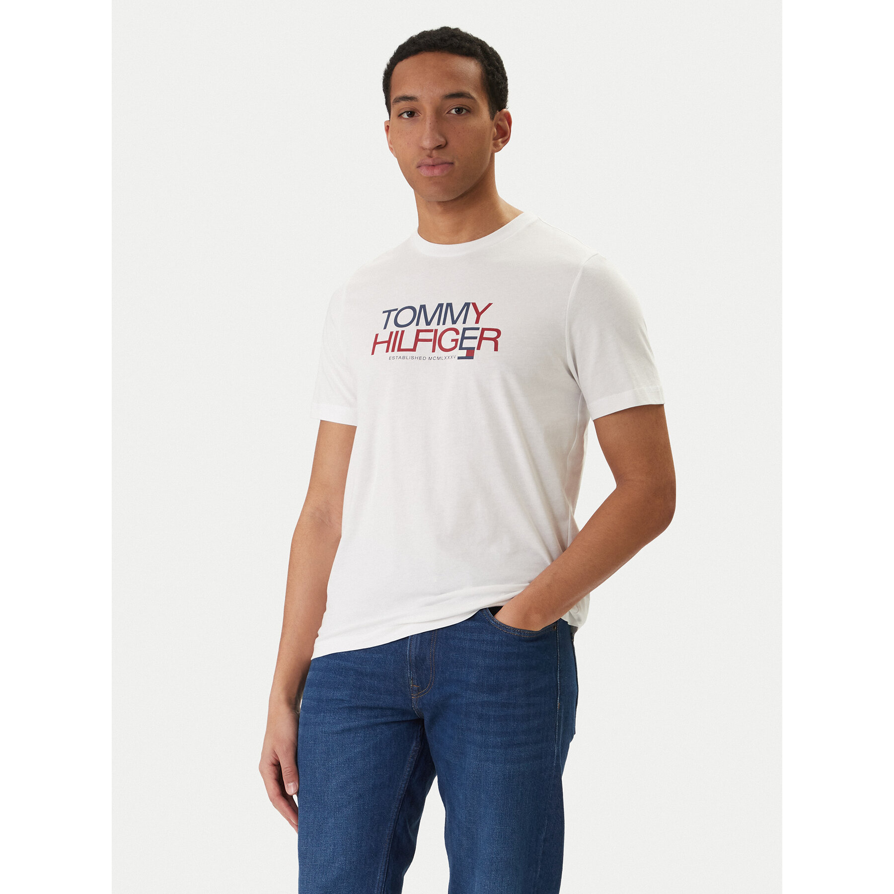 Tommy Hilfiger T-Shirt Brand Love Big Text MW0MW42369 Weiß Regular Fit
